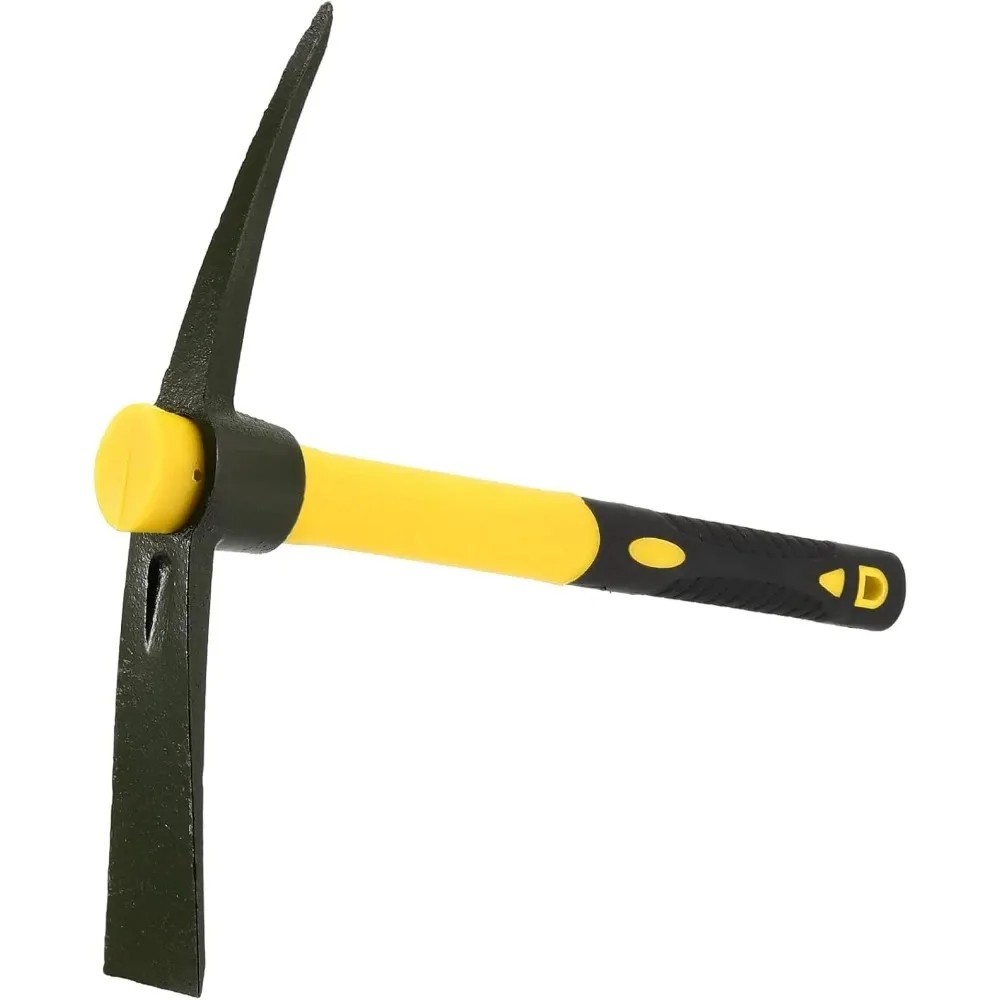 1-Piece 15-Inch Mattock Hoe Set with Yellow Fiberglass Handle – Durable Garden T