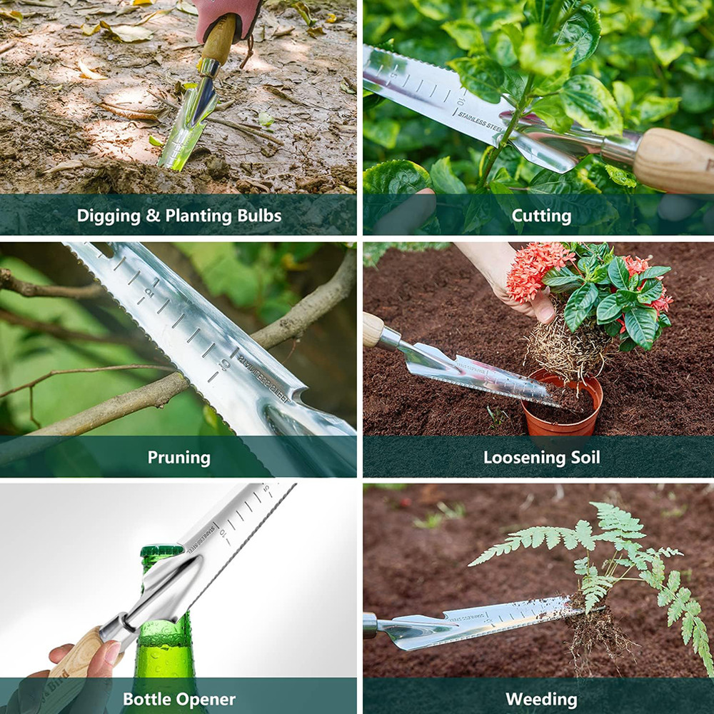 Berry&Bird 3Pack Gardening Hand Tool Set Hand Shovel, Hand Fork & 5 in 1 Weeder