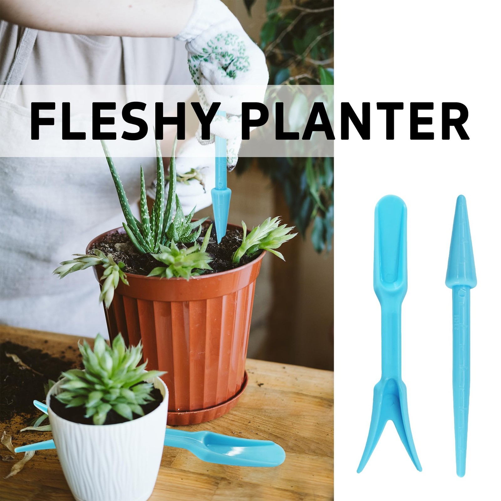 bociloy 6PCS Mini Garden Hand Succulent Transplanting Tools Set, Plastic Blue