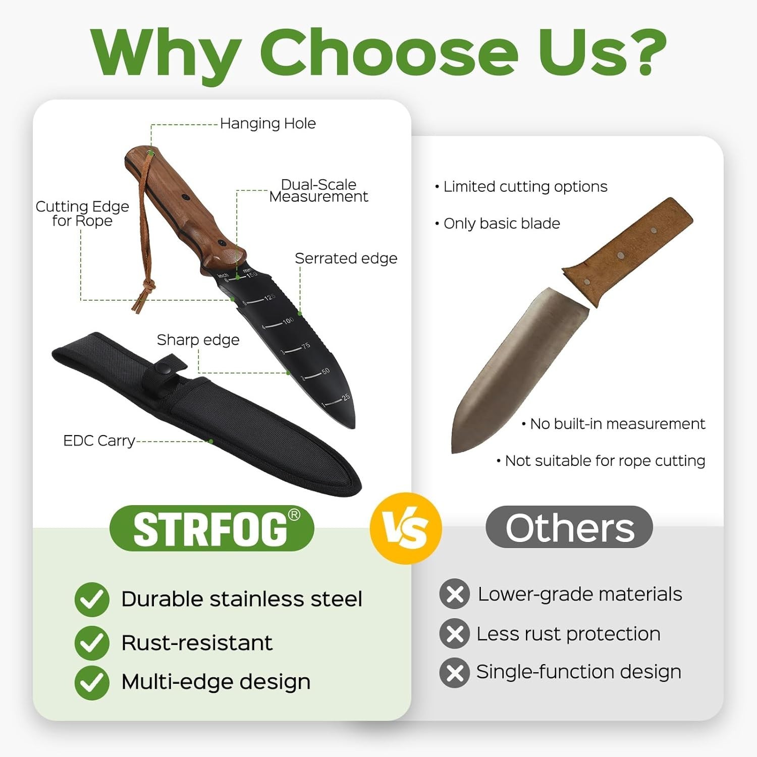 Hori Hori Garden Knife, Garden Tools Trowel with EDC Sheath, Gardening Tools for