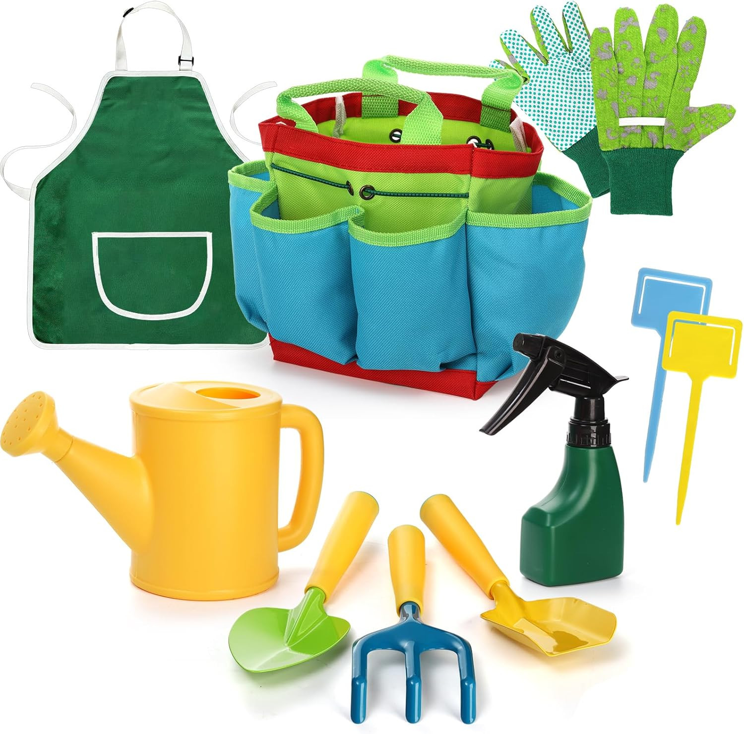 9PCS Kids Garden Tools Set,Boys Girls Gardening Kit Tools Including Watering Can