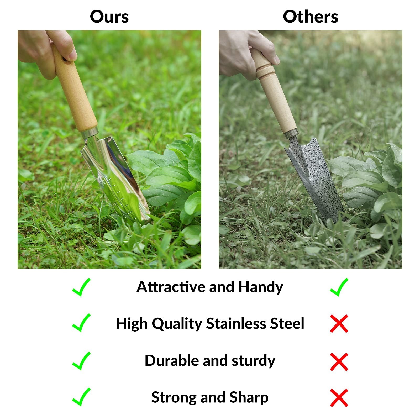 Garden Tools Set with Basket, Heavy Duty Stainless Steel Hand Tools, Pruning She