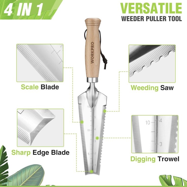 WORKPRO 12.5” Hori Hori Garden Knife Weeding Digging Tool Blade 4 In 1