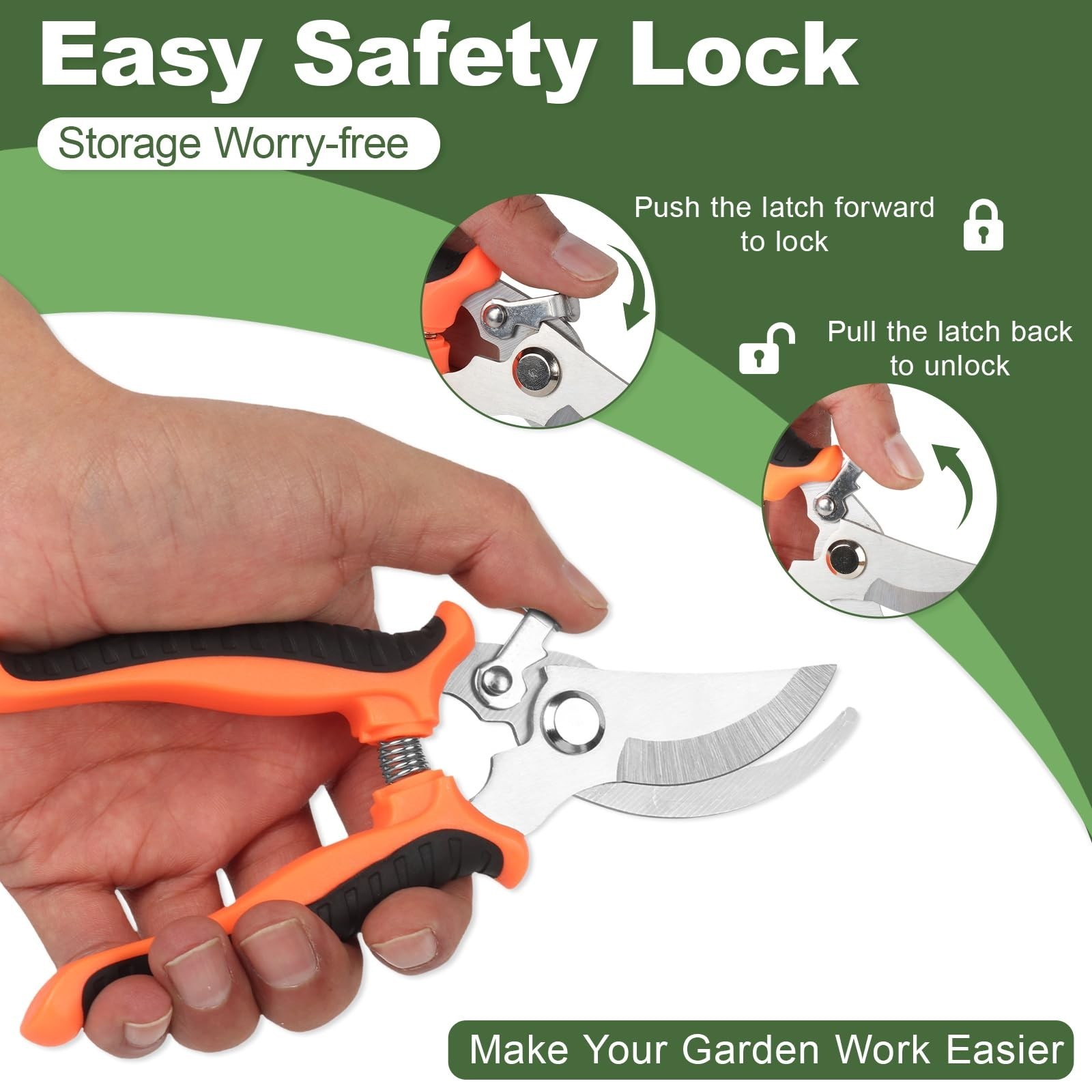 Pruning Shear, Premium Gardening Scissors for Rose Bushes, 7.5IN Garden Prune…