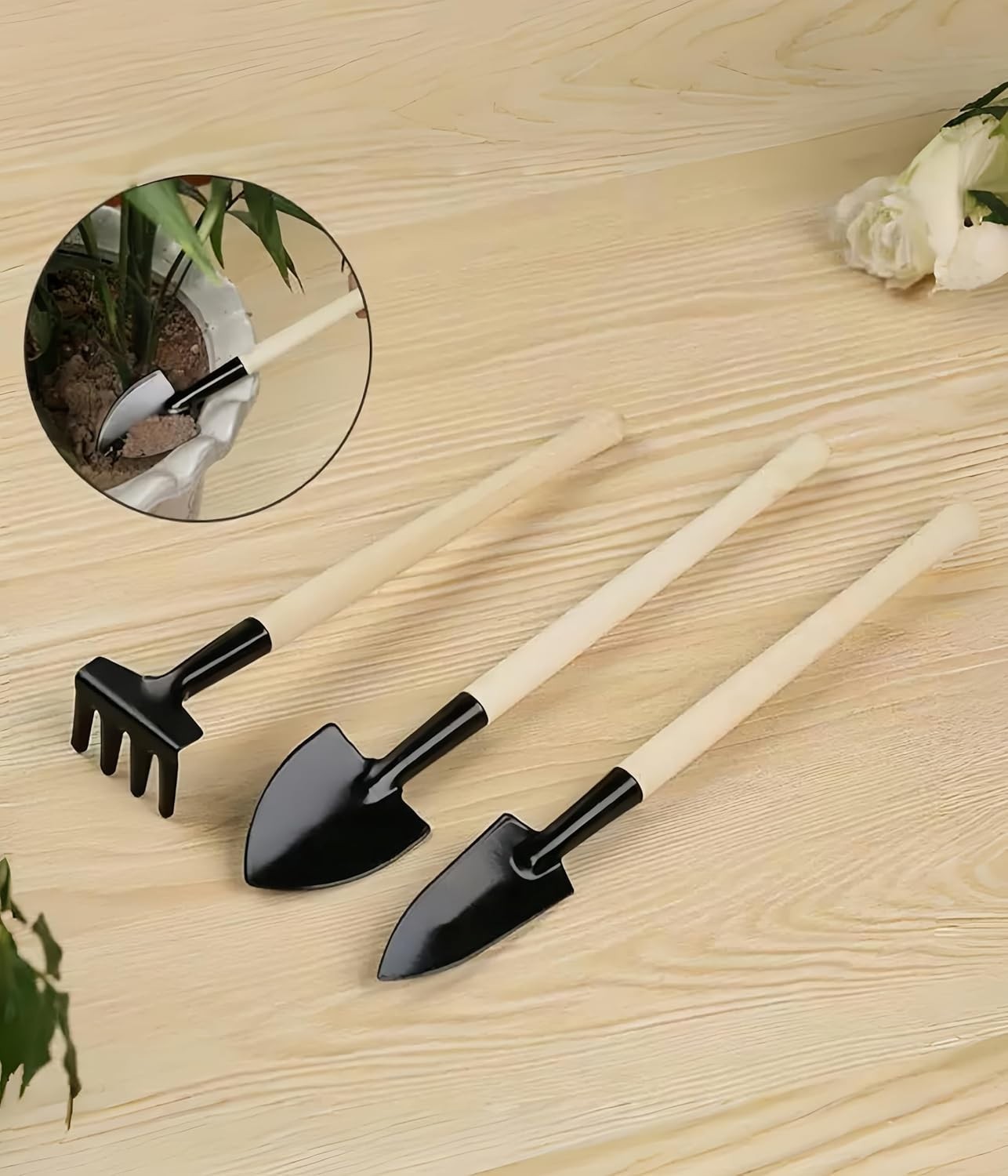 4pcs Garden Tools Set Trowel Rake Shovel Heavy Duty Metal Outdoor Ergonomic Kit