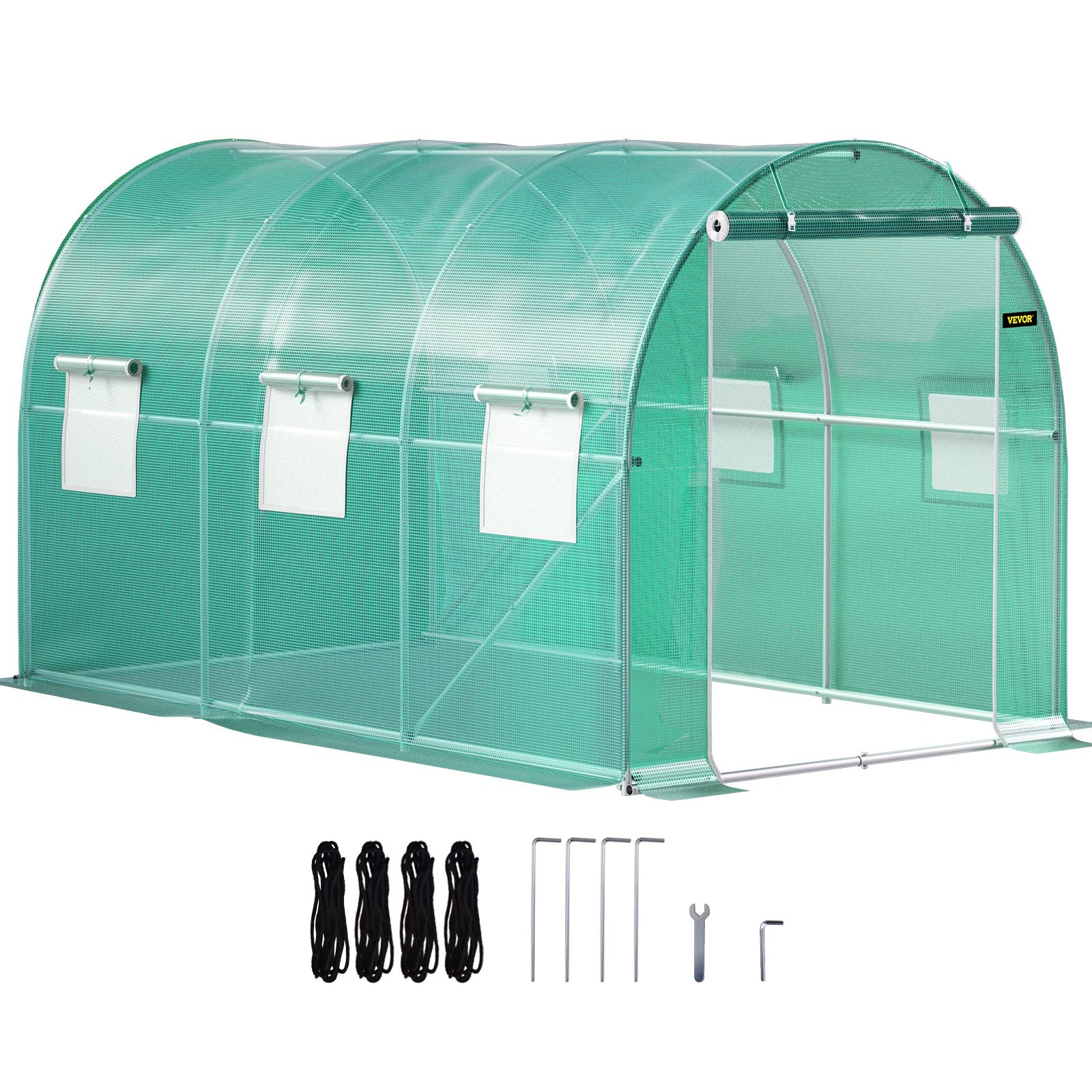 [New]12 x 7 x 7 ft Walk-in Tunnel Greenhouse, Portable Plant Hot House with Galv