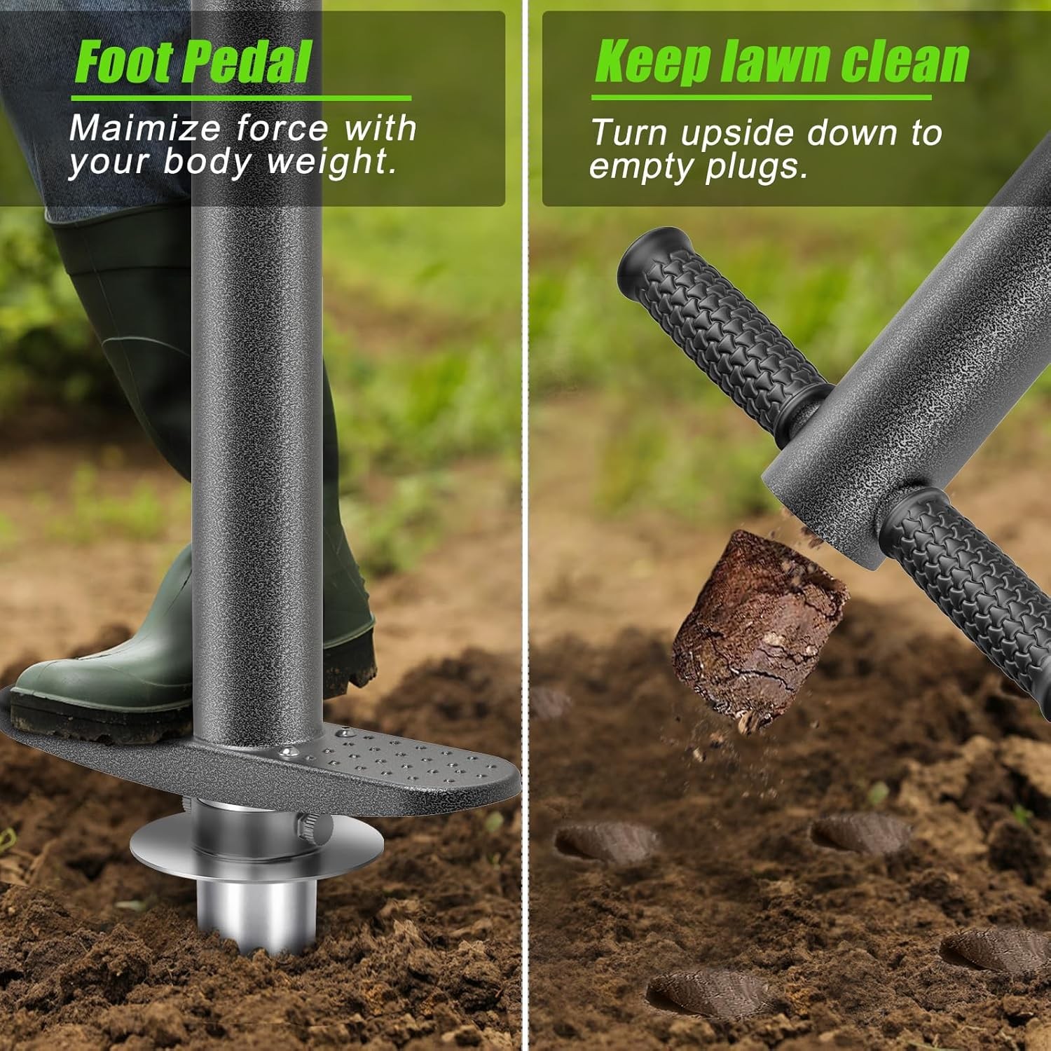3-In-1 Sod Plugger & Bulb Planter Tool – Depth Adjust (3-6”) Stainless Steel Sh