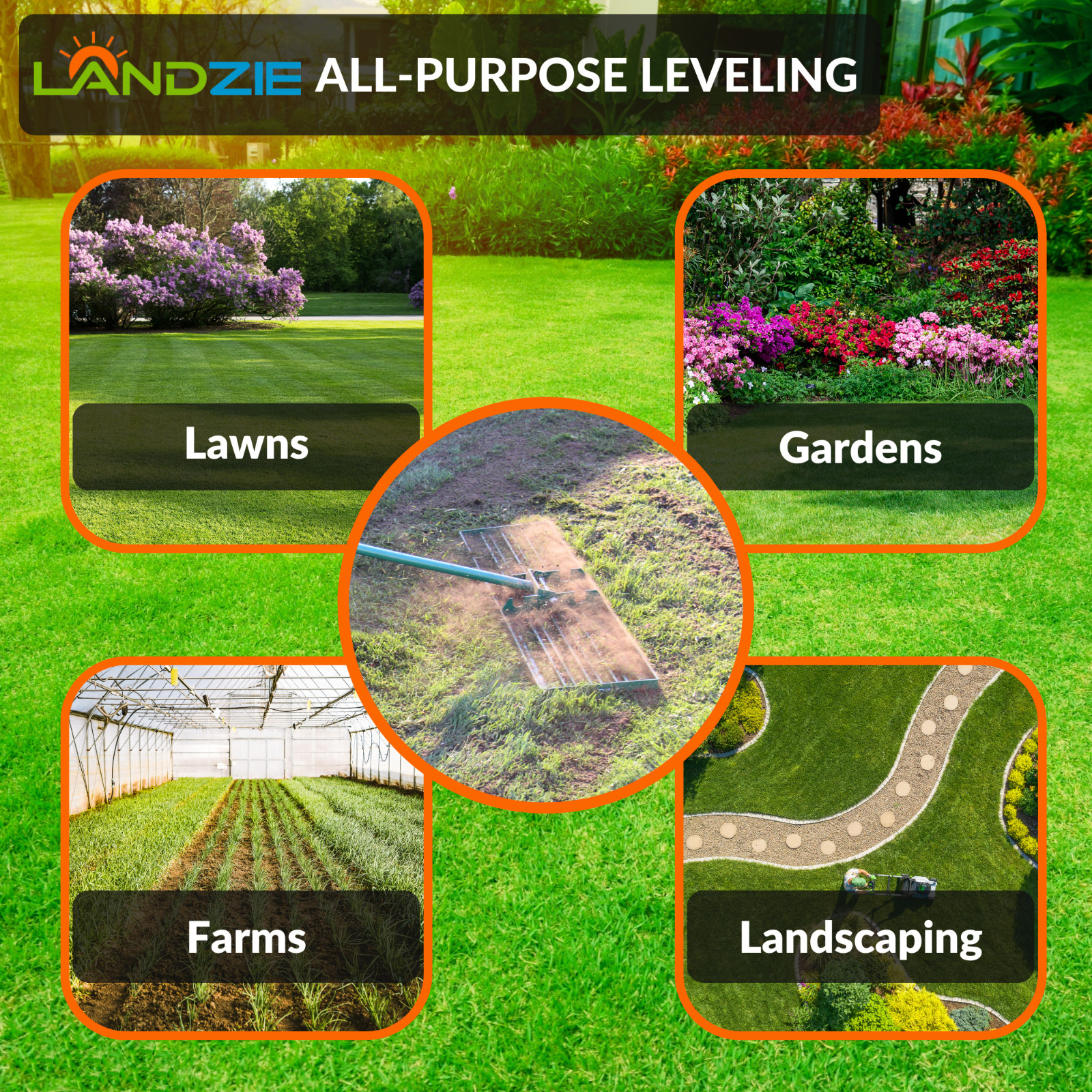 Landzie Lawn Leveling Rake – 48 Inch XL Lawn Care Yard, and Garden Leveler Rake