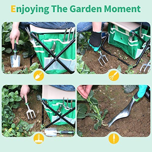 Kitness 9 PCS All-in-One Garden Tools Set, Heavy-Duty Cast-Aluminum Gardening