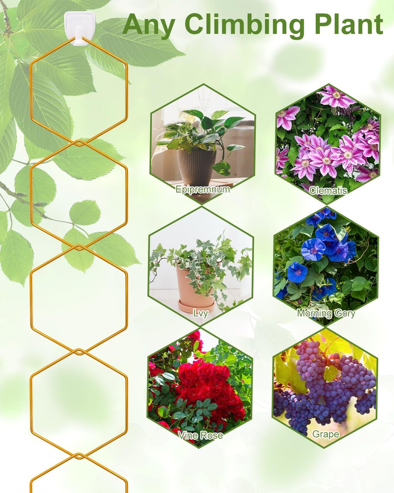 18 Pcs Chain Trellis for Climbing Plants, Potted Houseplant Accessories for H…