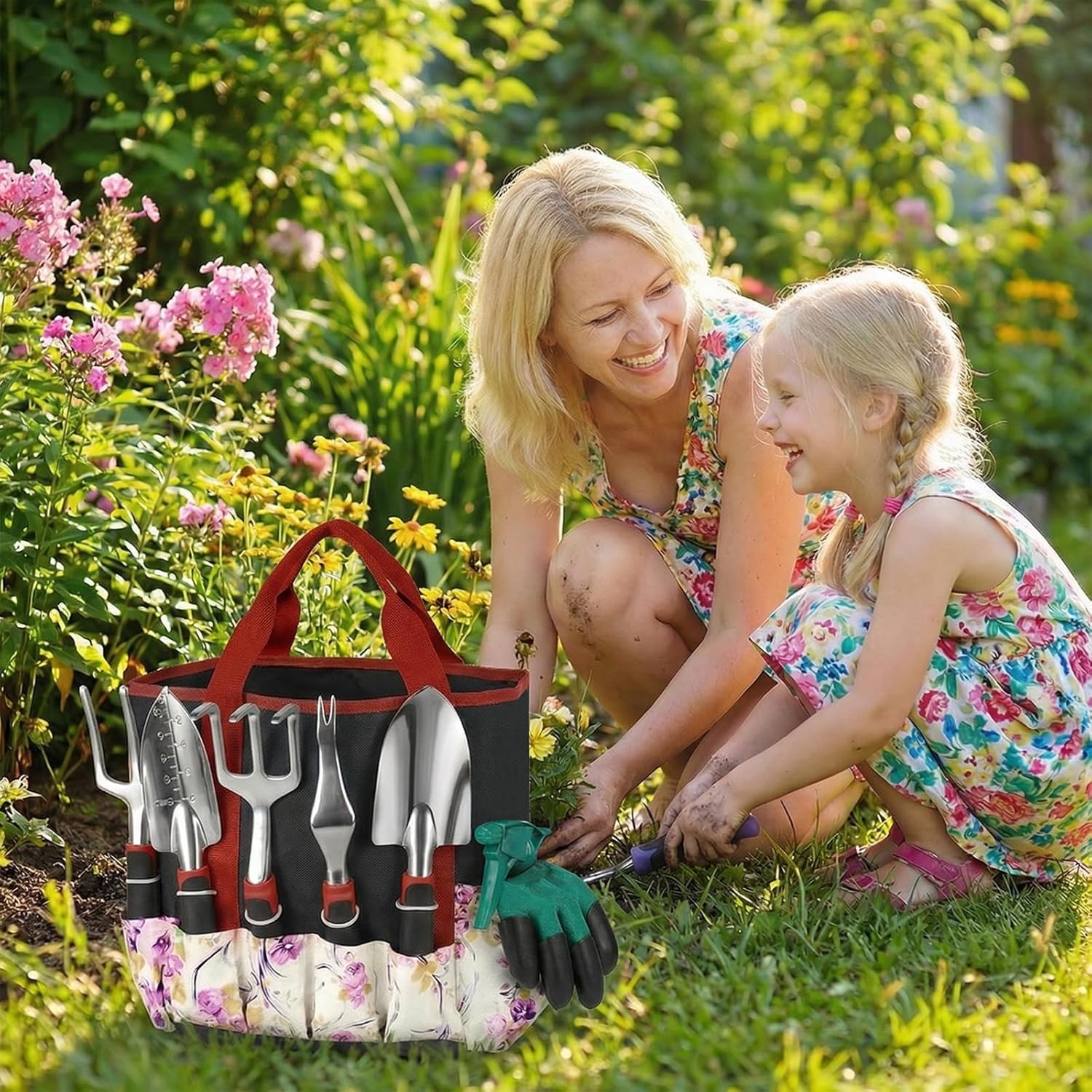 Home Garden Tools Set 30 Piece Stainless Steel Gardening Kit with Vintage Bag