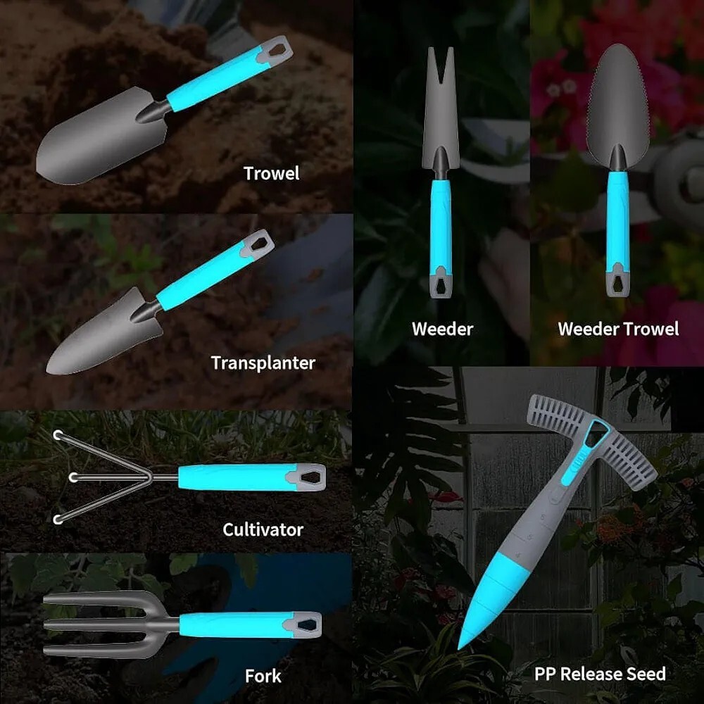 Essential Garden Tool Set – 7 Piece – Stainless Steel Heavy Duty Gardening…
