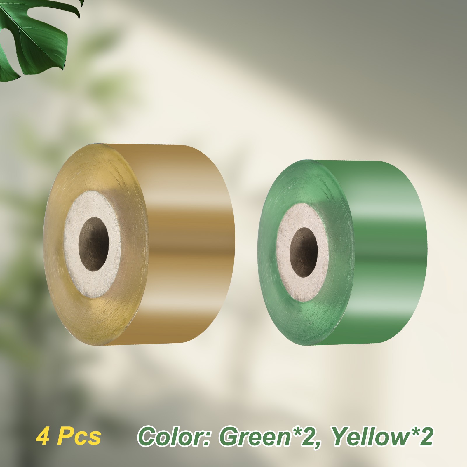 4 Rolls 2CM 3CM Width 100M Long PVC Fruit Tree Grafting Tape, Yellow Green