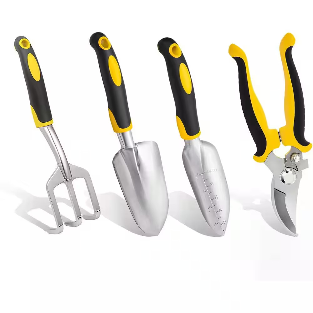 Heavy Duty Aluminum 4-Piece Garden Tool Set Rust-Proof Gardening Hand Tools with