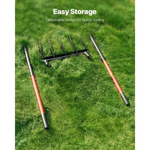 Broad Fork, 5-Tine Pitchfork with Dual Fiberglass Handles, Heavy Duty Garden For