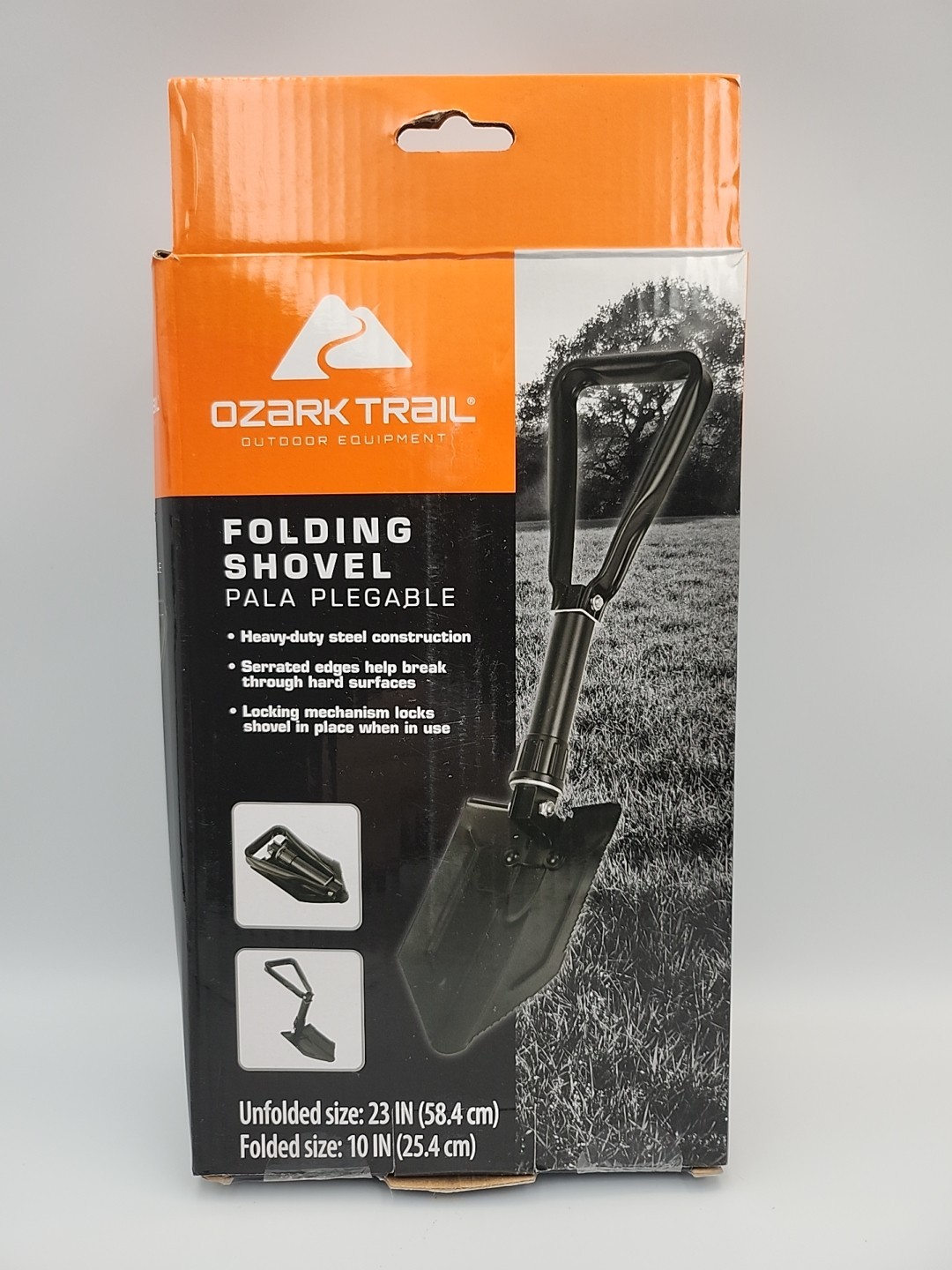 Ozark Trail Heavy Duty Steel Folding Shovel, Black, 23″