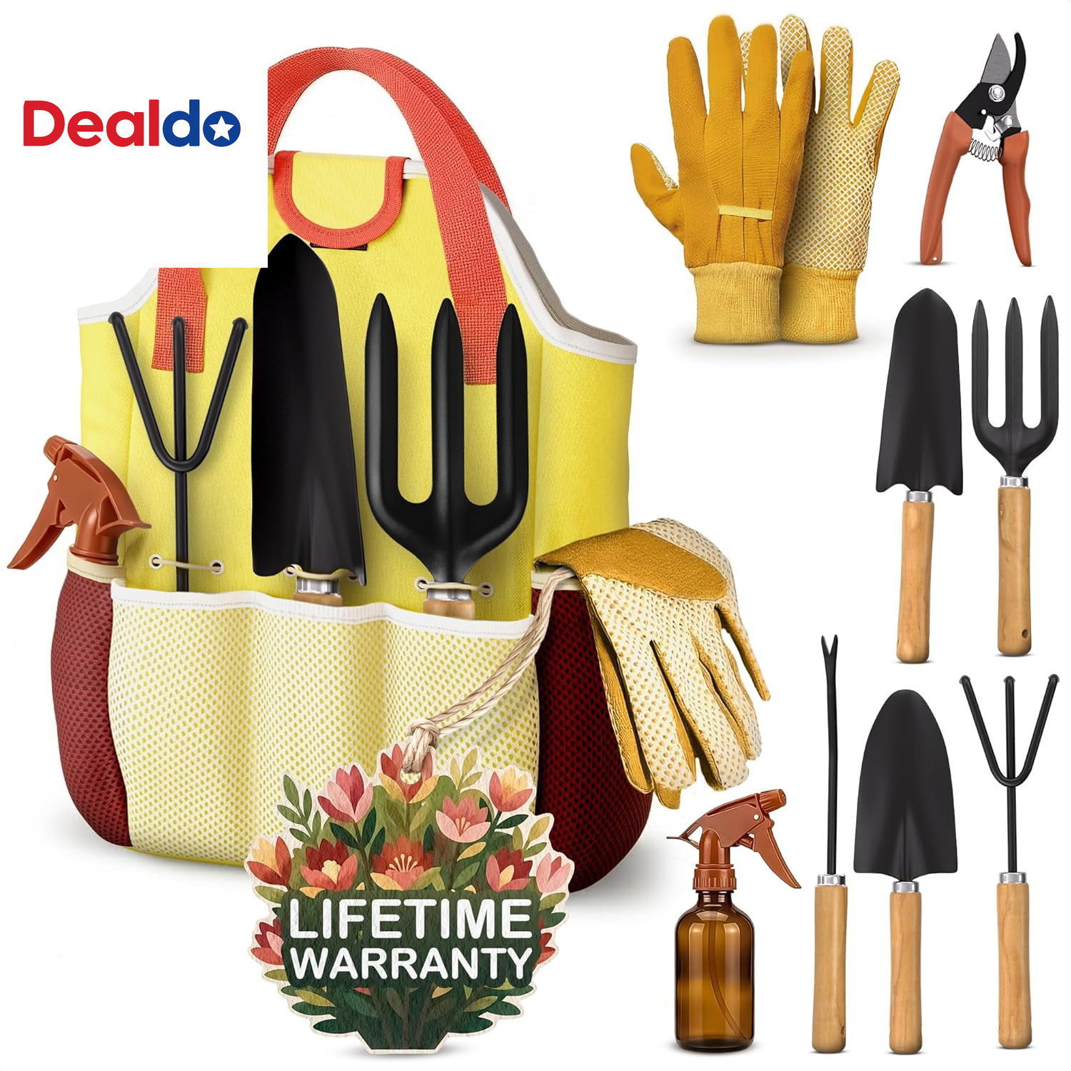 10 Pcs Gardening Tool Set for Women – All-In-One Garden Tools Set with Handy Tot