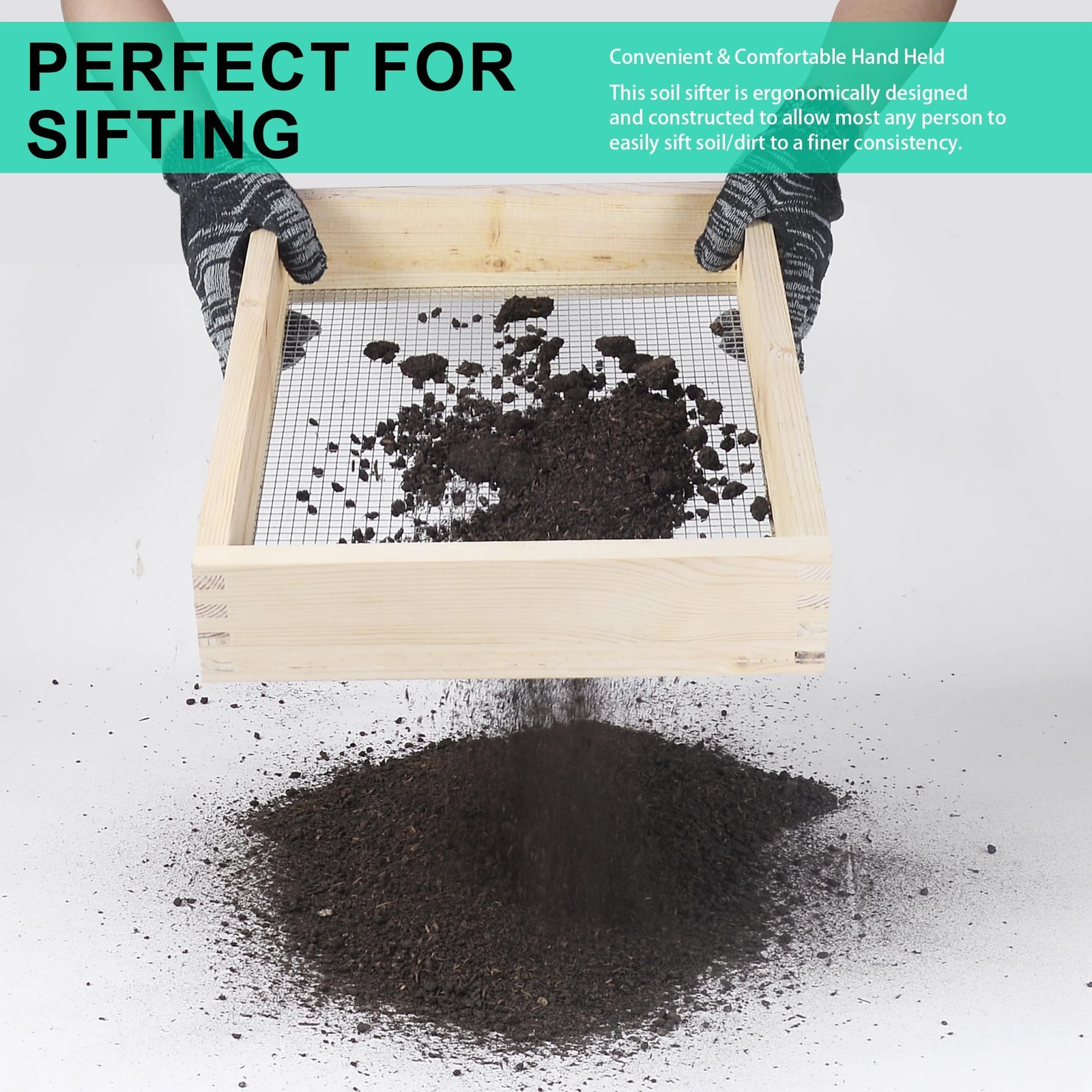 15.74″ x 11.81″ Soil Sifter – Steel Wire Mesh & Natural Wood Dirt Sifter for …