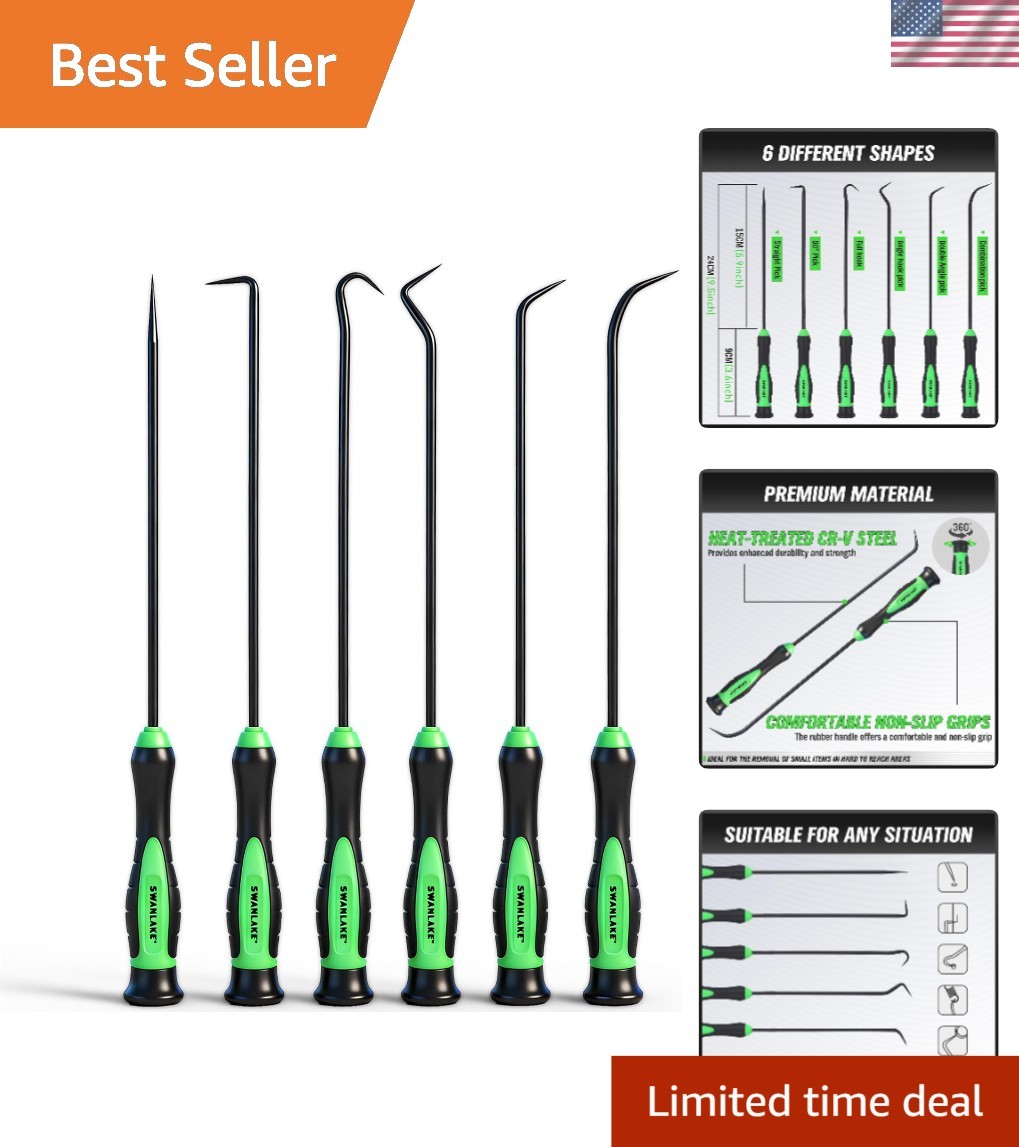Heavy-Duty 6-Piece Automotive Pick Tool Set – Ideal for Oil Seals & Gaskets