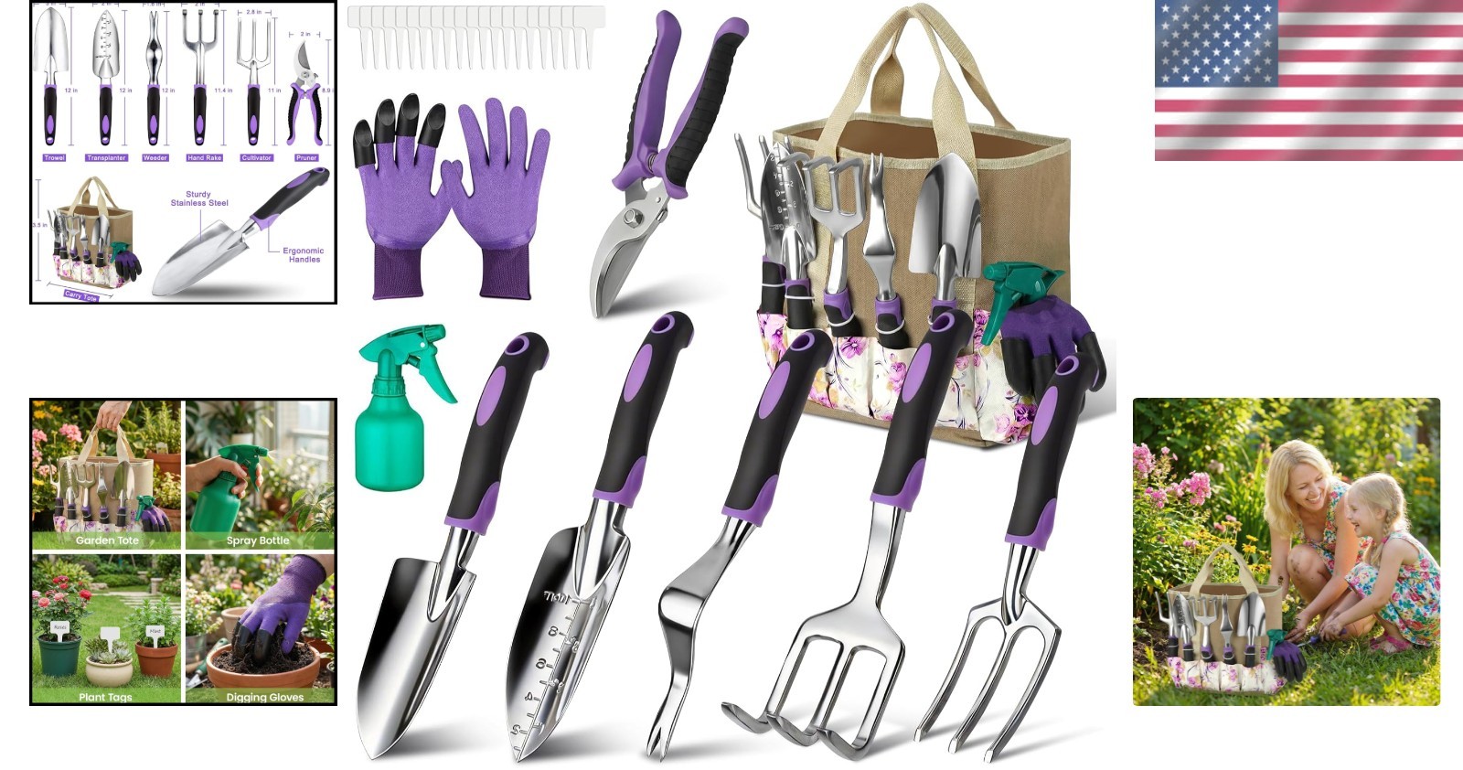 Garden Tools Set, 30 Piece Stainless Steel Gardening Kit with Vintage Floral …