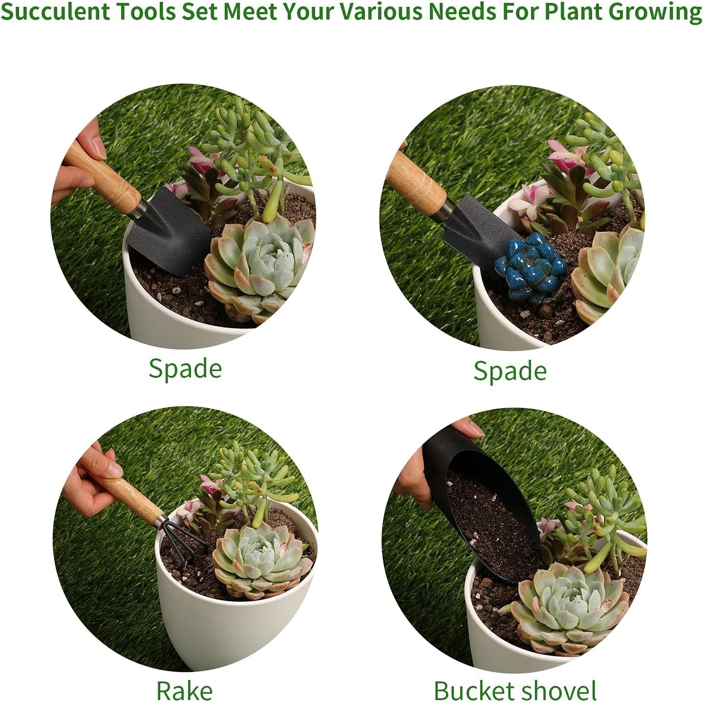Rust-Resistant Succulent Gardening Tools with Leak-Proof Potting Mat – 5pcs