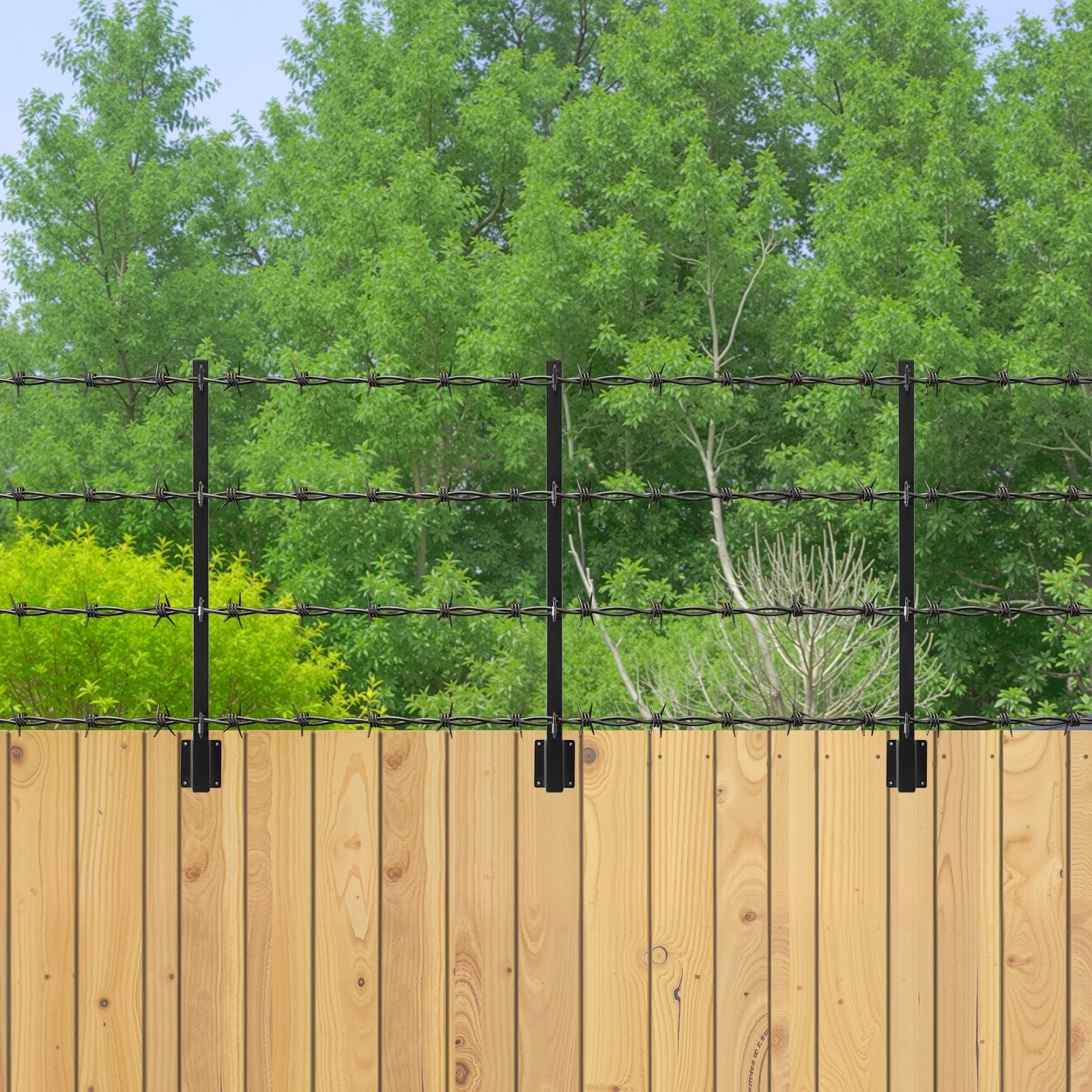Fence Post Extender,12 Packs 32.1 in Barbed Wire Arm,Sturdy Steel Fence Height E