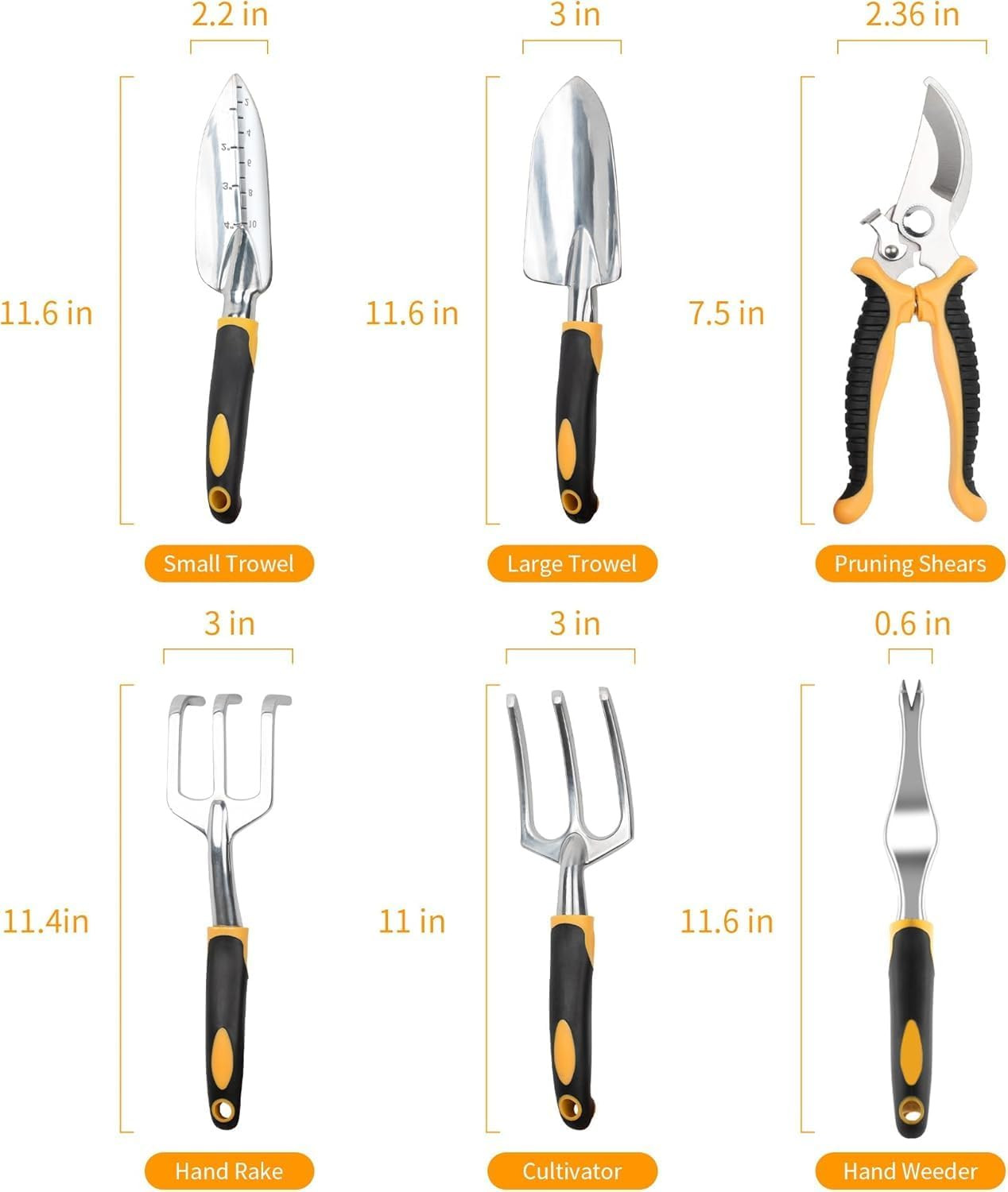 Garden Tools, 8 Piece Heavy Duty Gardening Tools Set with Non-Slip Rubber Grip,