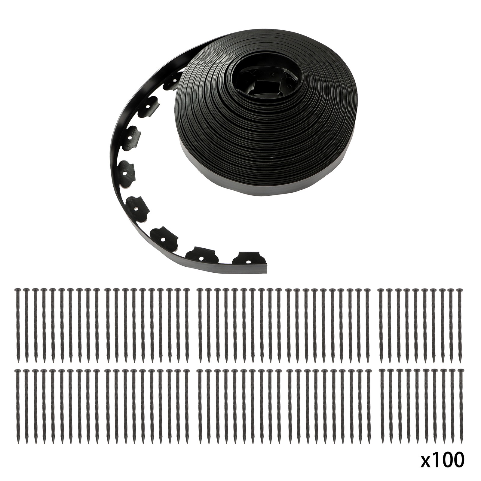 Garden Edging，80ft Landscape Edging with 100 Spikes for Lawn 2 Inch Tall
