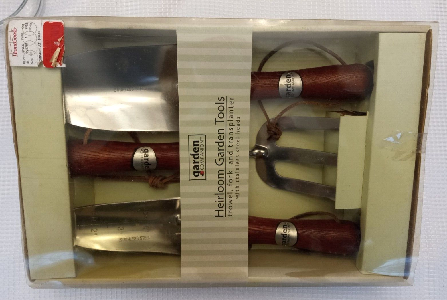 Garden Companion 3pcs Garden Tool Set Wooden Handle Trowel, Fork & Transplanter