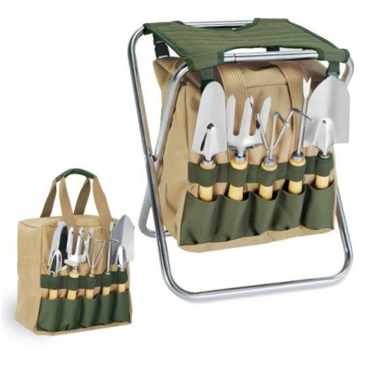 Gardener 5-Piece Garden Tool Set with Tote & Folding Seat – Gardener