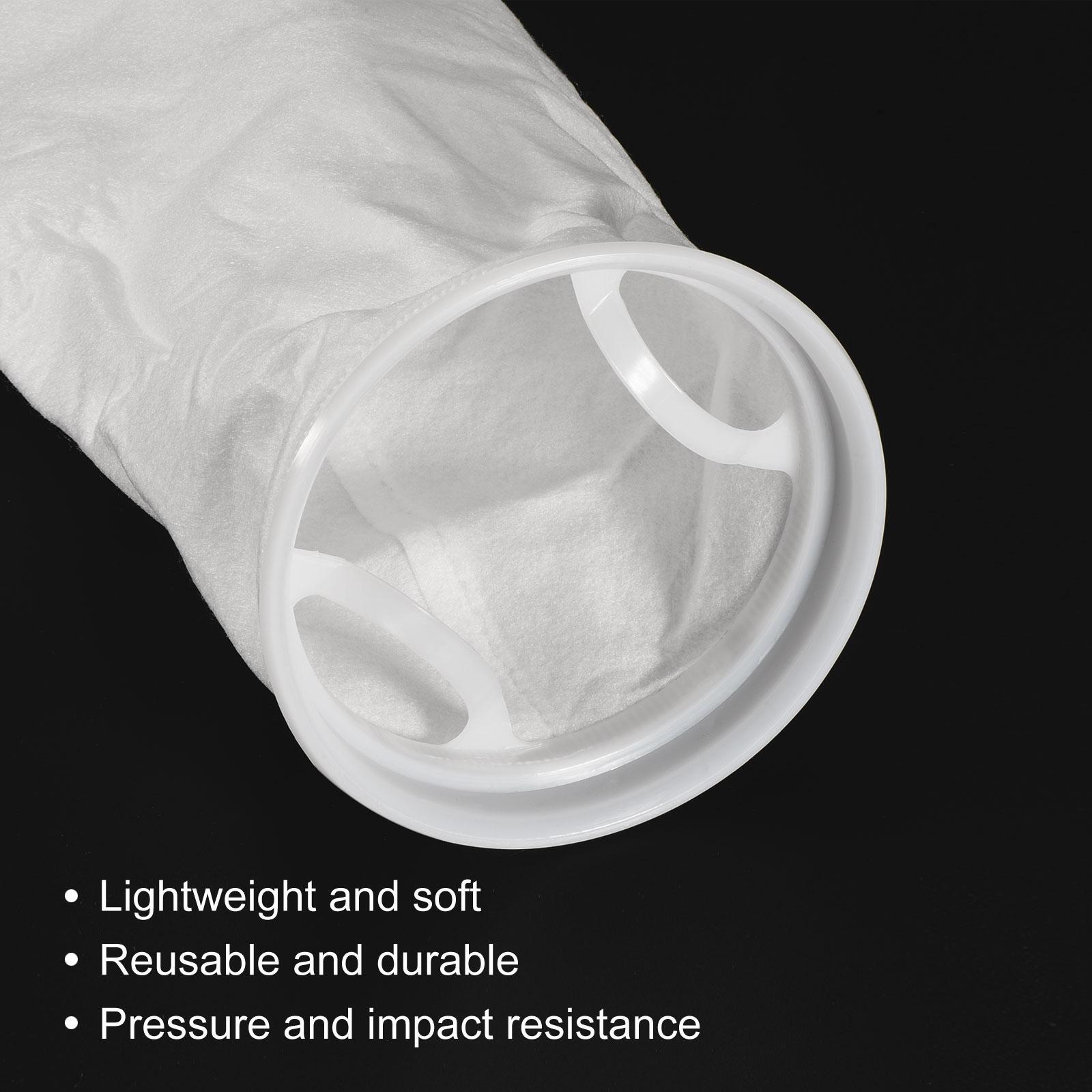 7” Ring Filter Socks, 200 Micron Mesh Bags Pool Skimmer Basket, White
