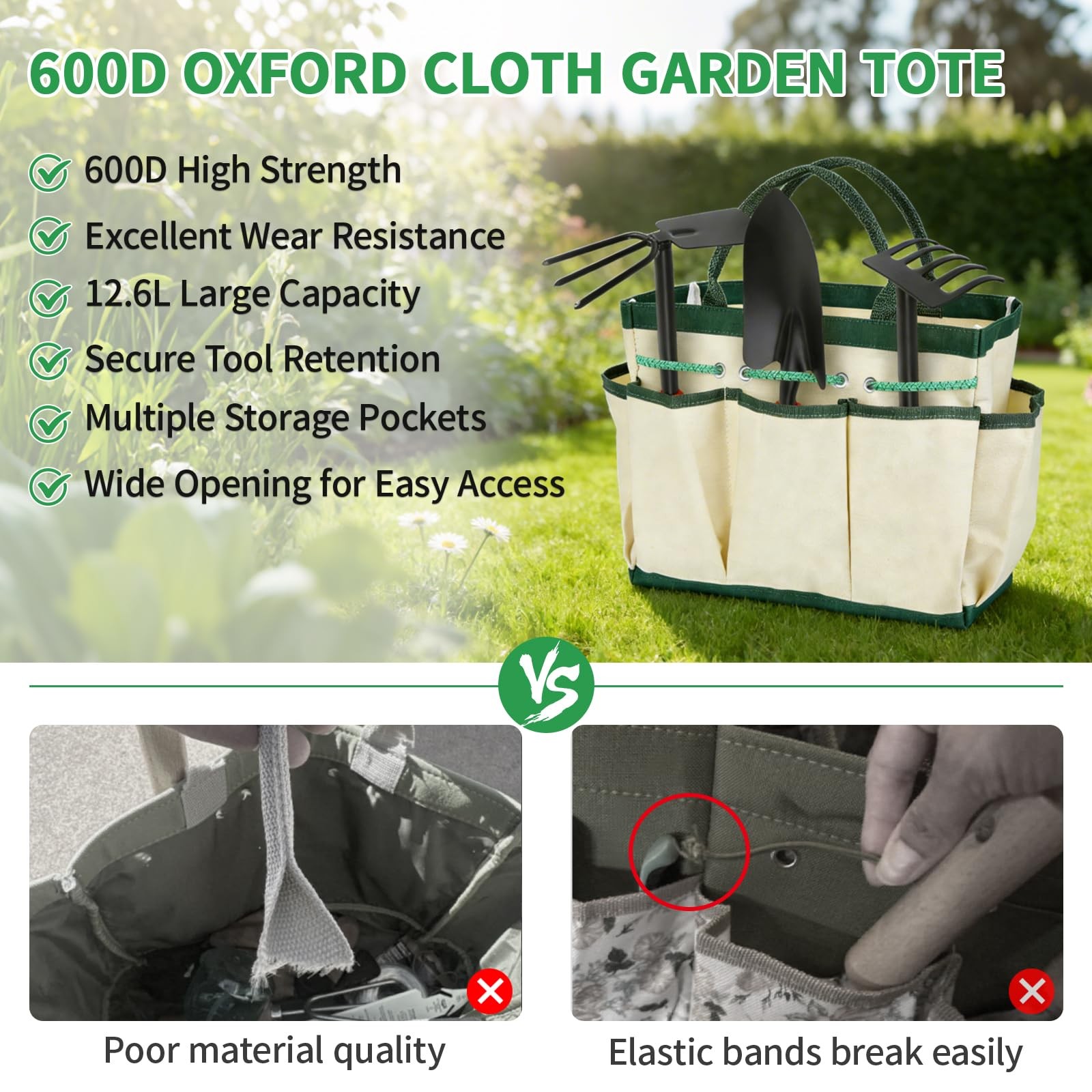 10 Pcs Gardening Tool Set – Heavy Duty Garden Kit with Stainless Steel Prunin…