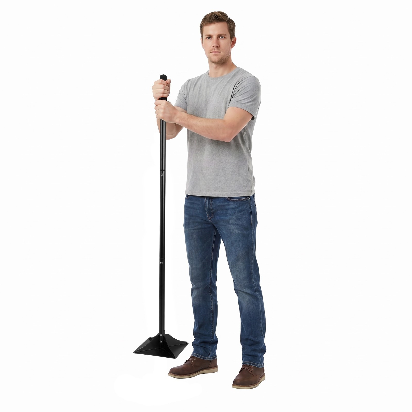 Heavy Duty 8″ x 8″ Steel Tamper Tool with 48″ Handle & Rubber Grip for Ground US