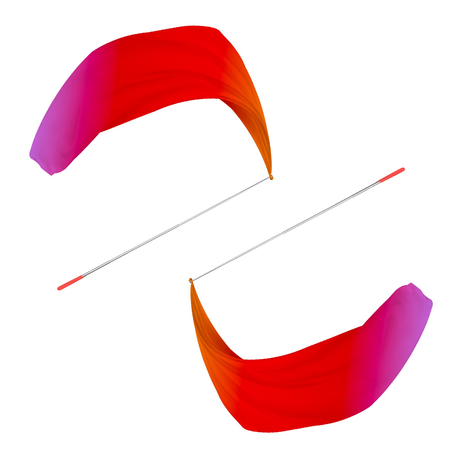1 Pair Dance Worship Flags with Scalable Rod 55″, Orange Red Purple