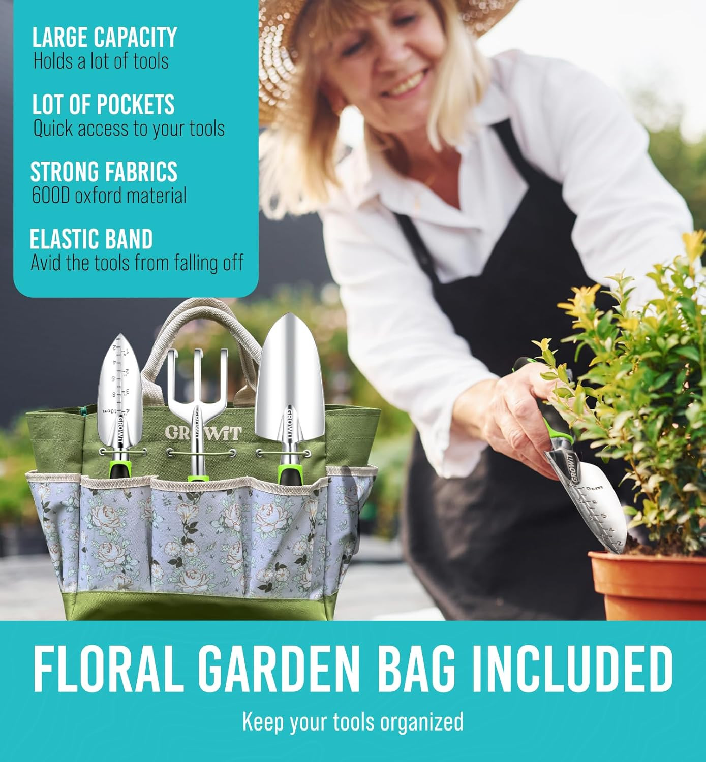 Heavy Duty Garden Tools 22 Pieces Floral Set – Rust Proof, Non-Slip, Durable Gar