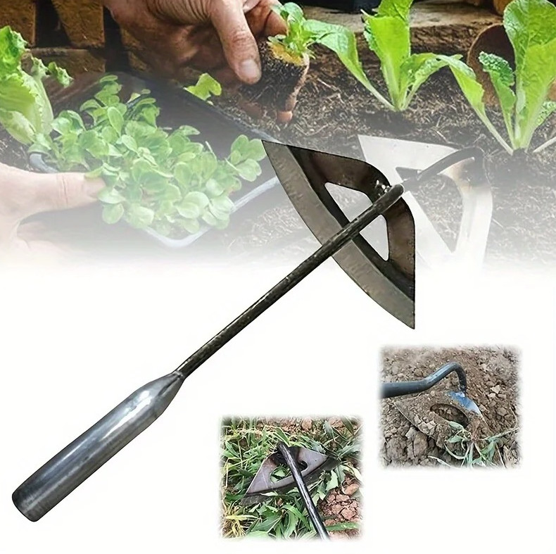 1pc All-Steel Hardened Hollow Hoe Handheld Weeding Rake Rust-Resistant Tool
