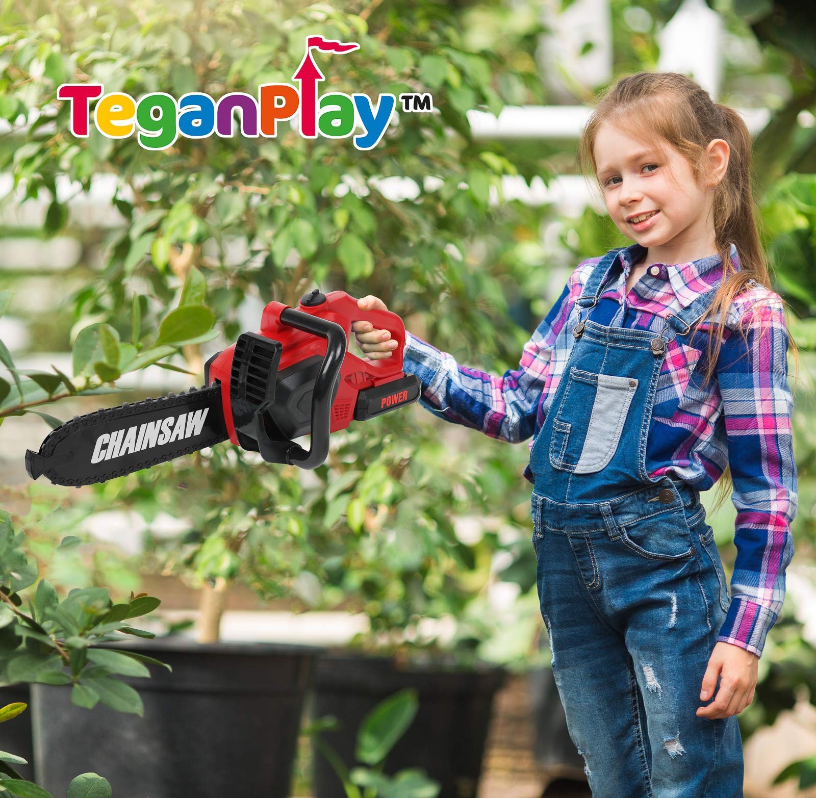 Power Garden Tools Set for Kids Battery Operated Toy Leaf Blower, Hedge Trimm…