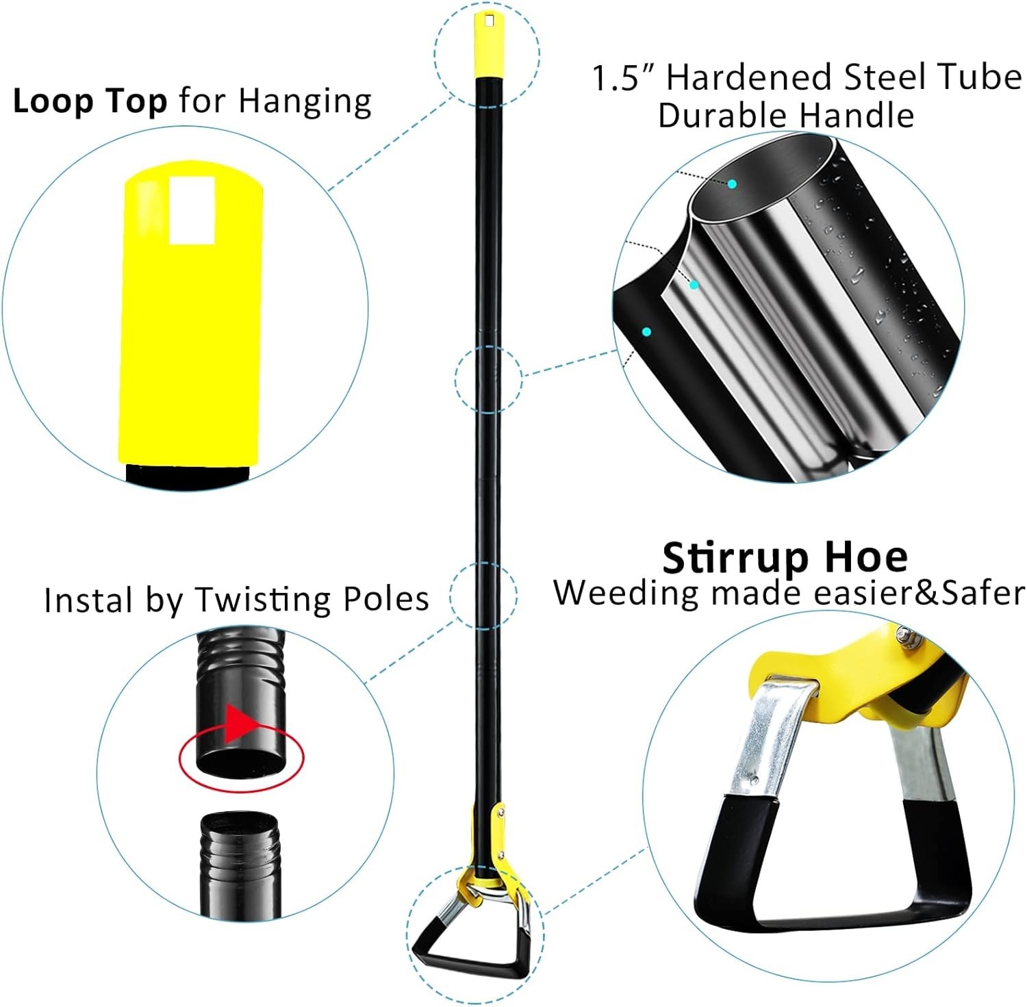 Heavy Duty Steel Scuffle Hoe for Efficient Weeding, 30-40″