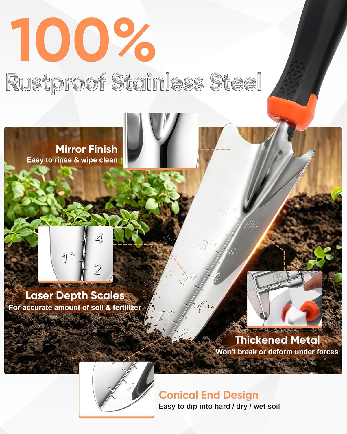 Stainless Steel Heavy Duty Gardening Tools Set With Storage Bag For Gardeners