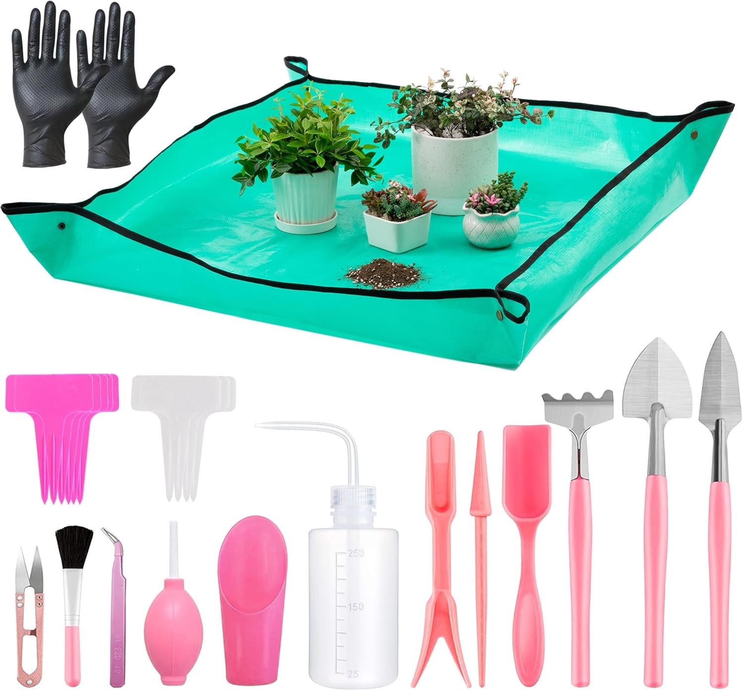 25-Piece Mini Garden Handmade Transplanting Tool Set for Succulents (Black)
