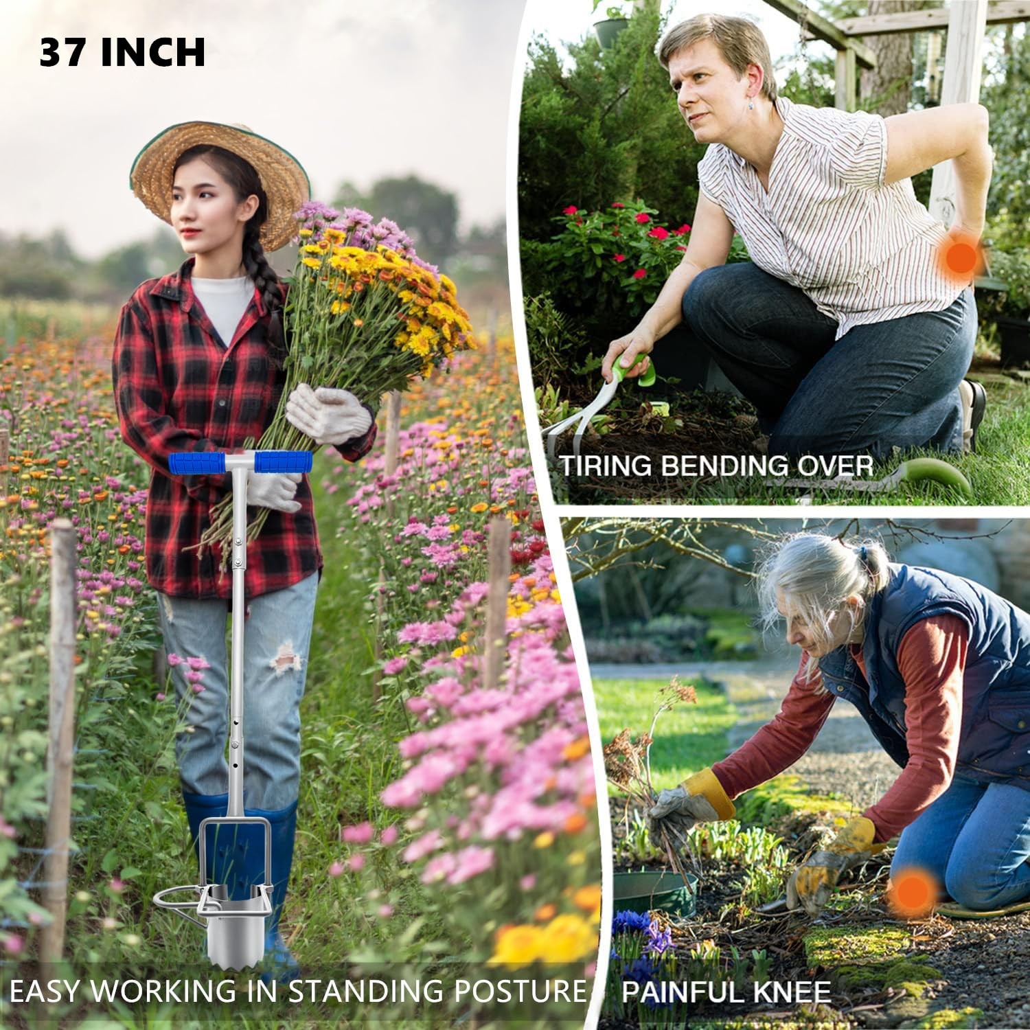 Bulb Planter Long Handle 5 In 1 Lawn Garden Tool Sod Plugger Soil Sampler