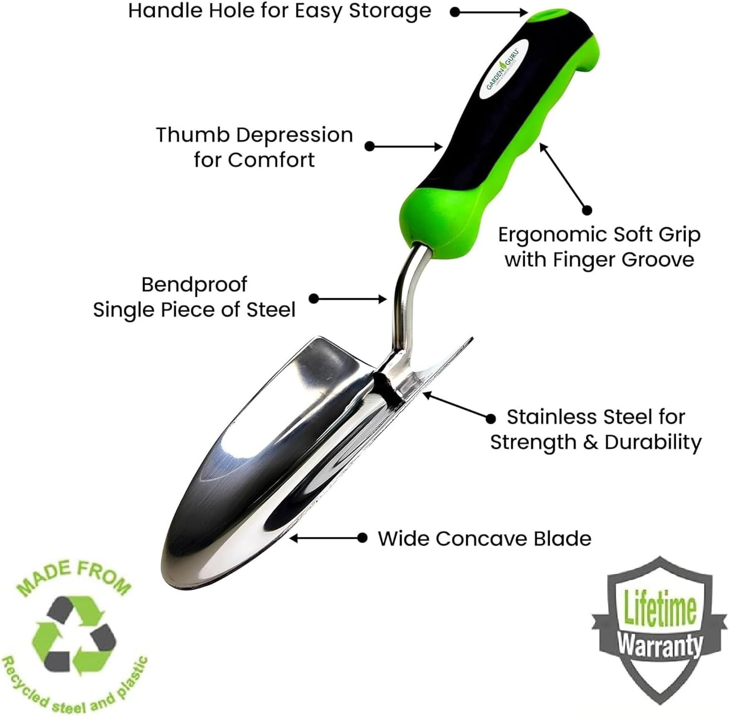 Garden Guru Heavy Duty Garden Trowel Hand Shovel for Gardening – Strong Stainles