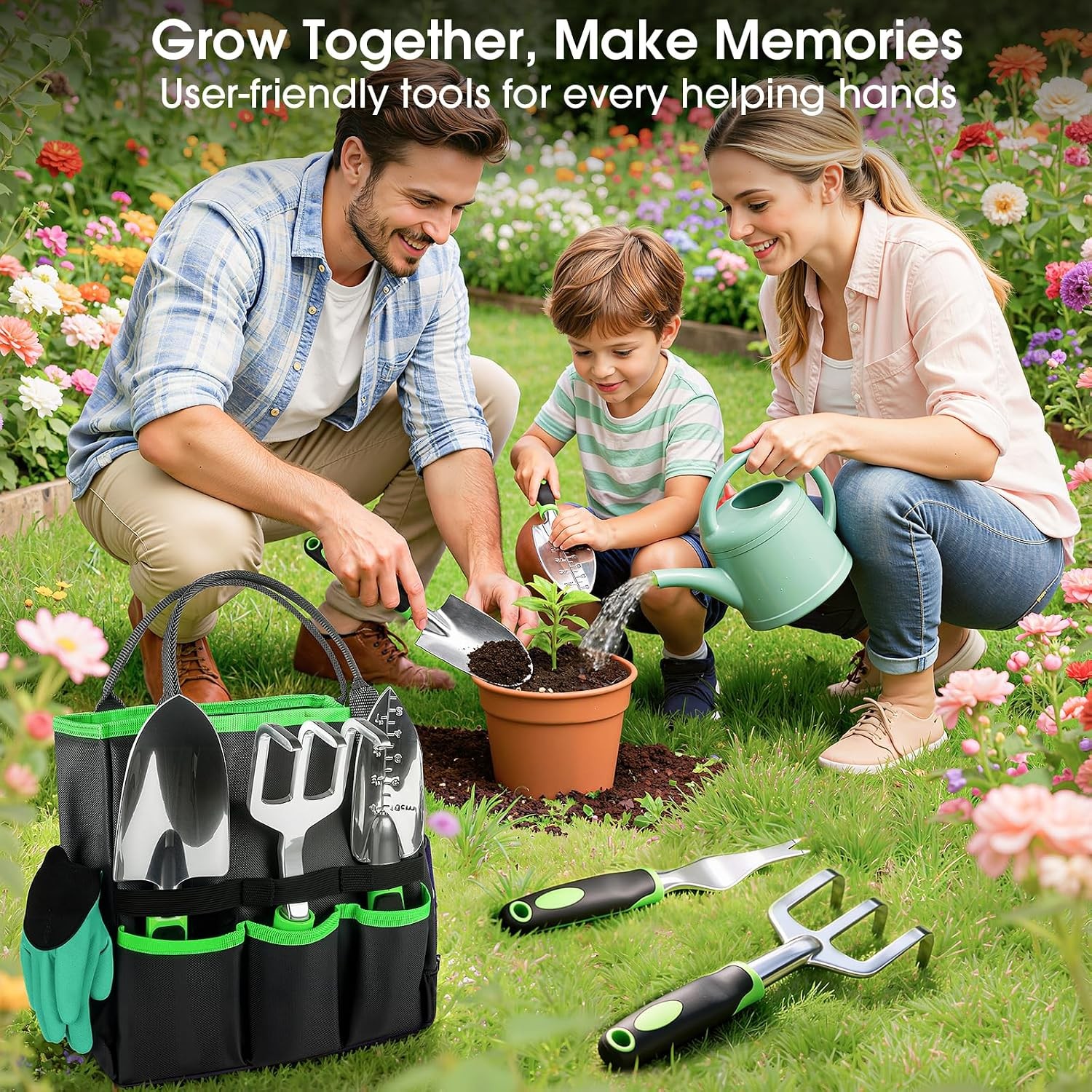 Rust Resistant Ergonomic Gardening Tools Set With Storage Tote Bag