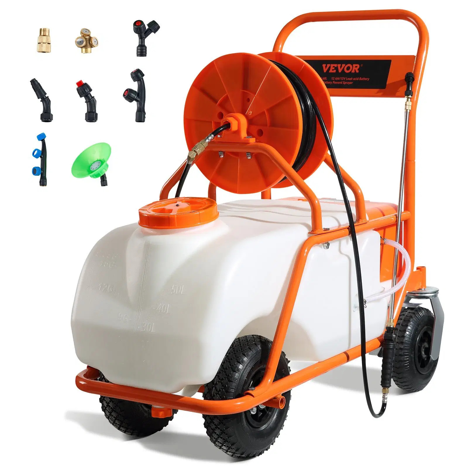 Battery Powered Lawn Sprayer on Wheel, 0-90 PSI Adjustable Pressure, 15 Gallon T