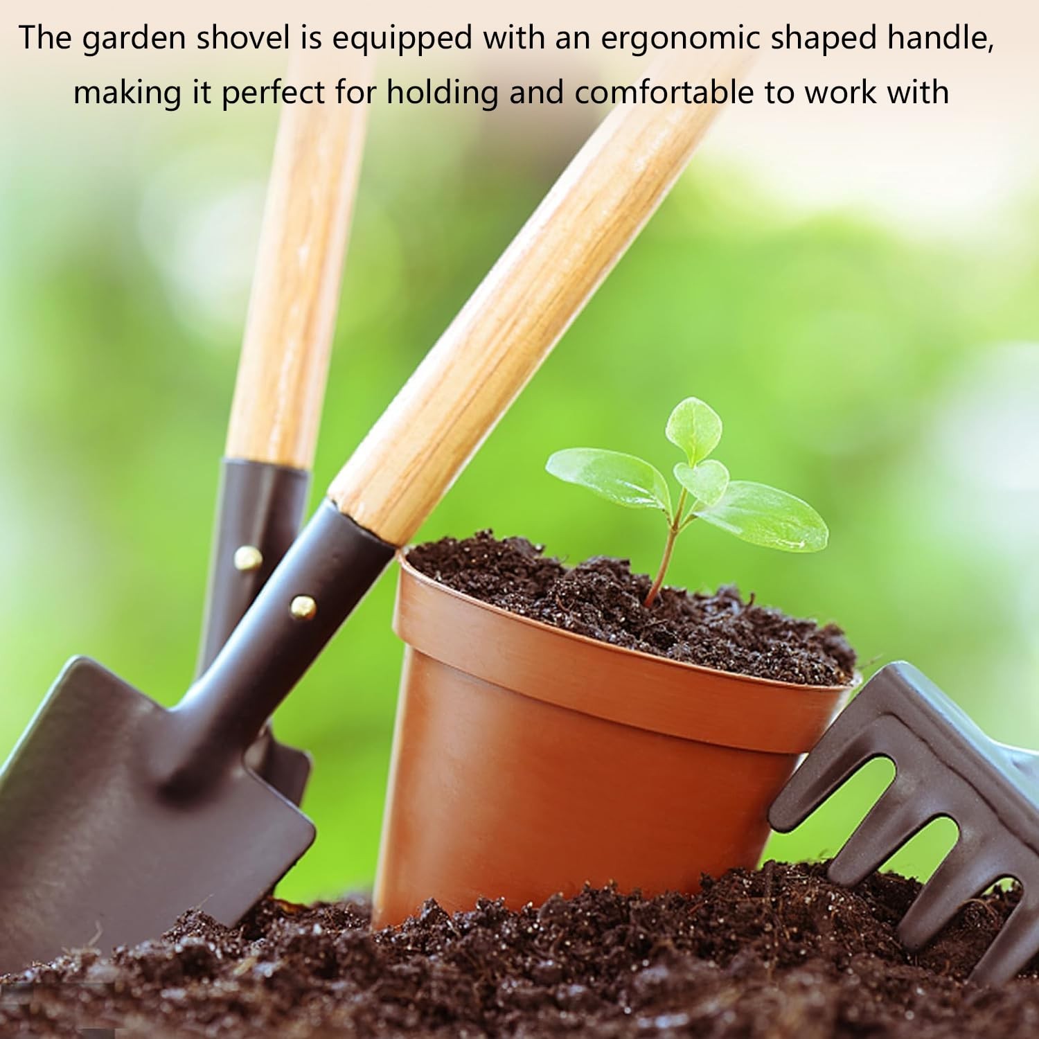 3Pcs Mini Gardening Tool Set with Wooden Handles Includes Small Hand Rake and…