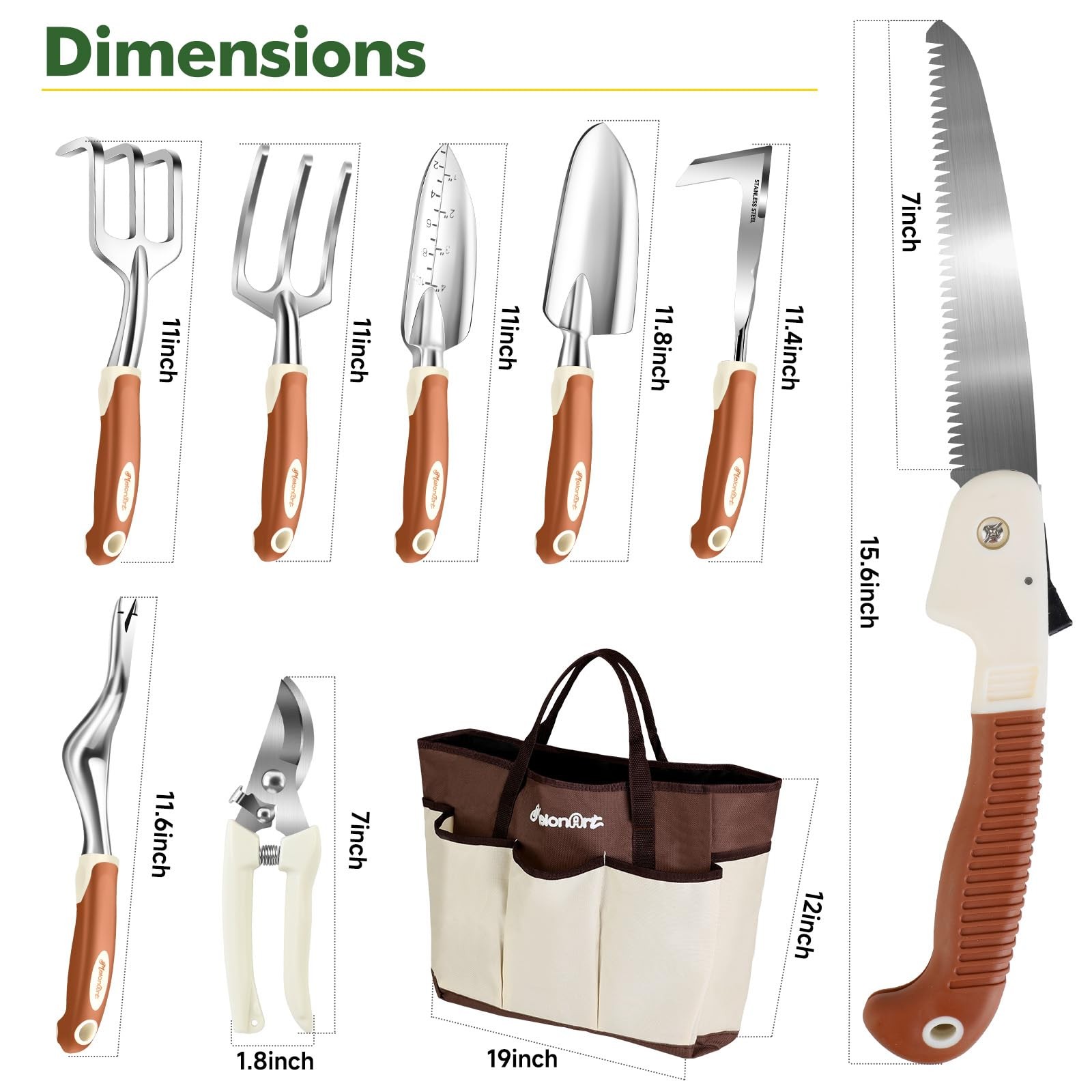 New Garden Tool Set 10 Pcs Heavy Duty Gardening Hand Kit for Women Aluminum with