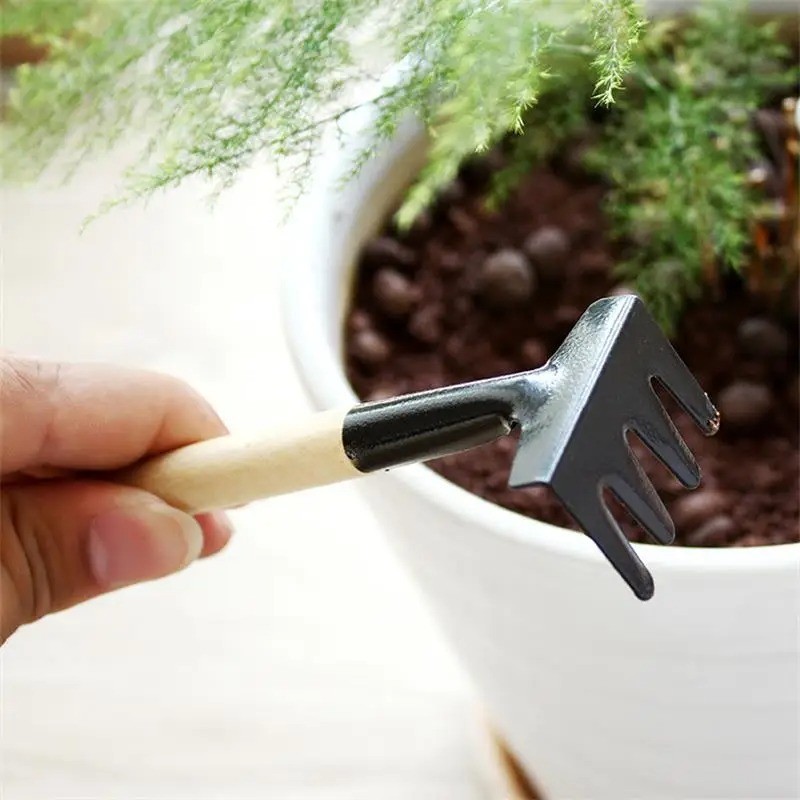 3pcs Wood Handle Garden Tool Set Planting Gardening Mini Tool Set Home Gardening