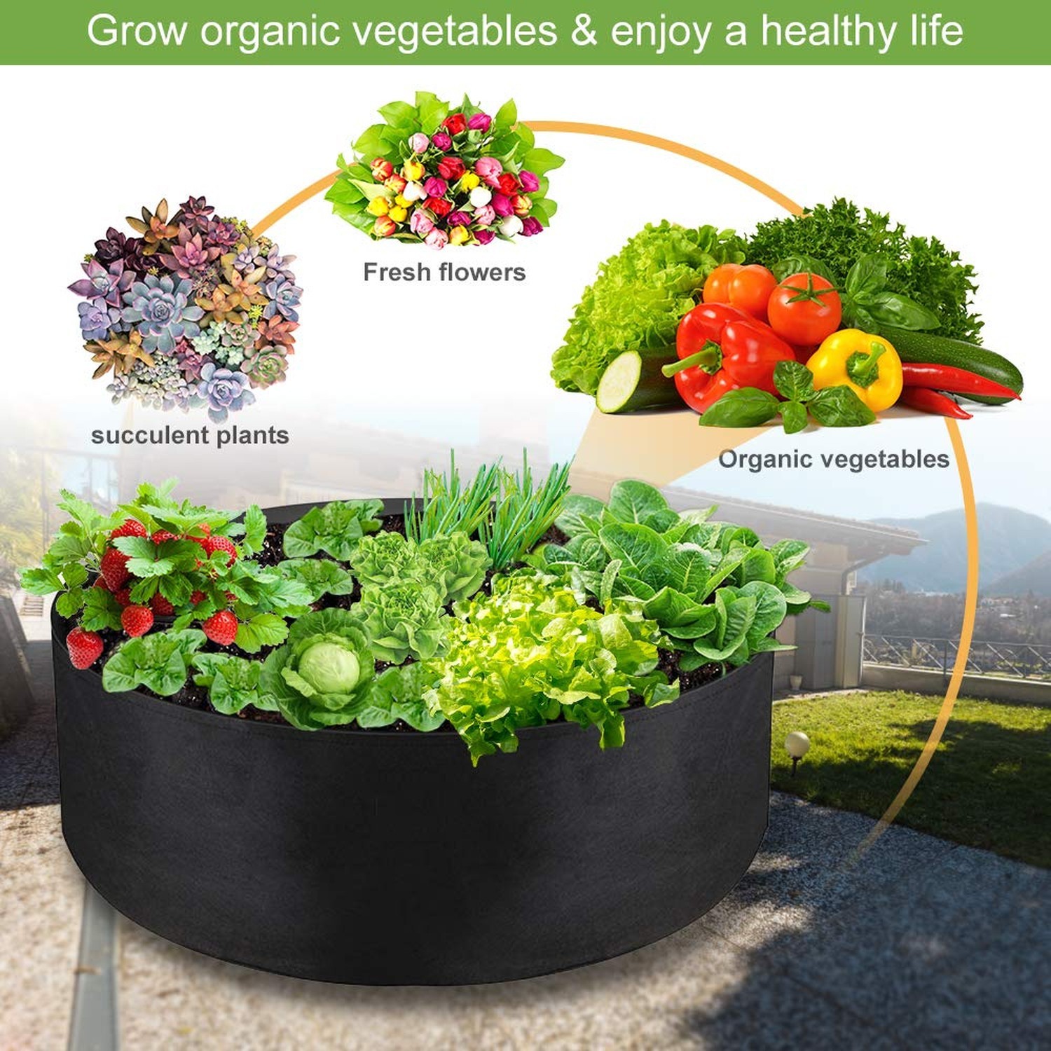2-Pack 15 Gallon Grow Bag, Heavy Duty Thickened Fabric Pots Round Raised Gard…