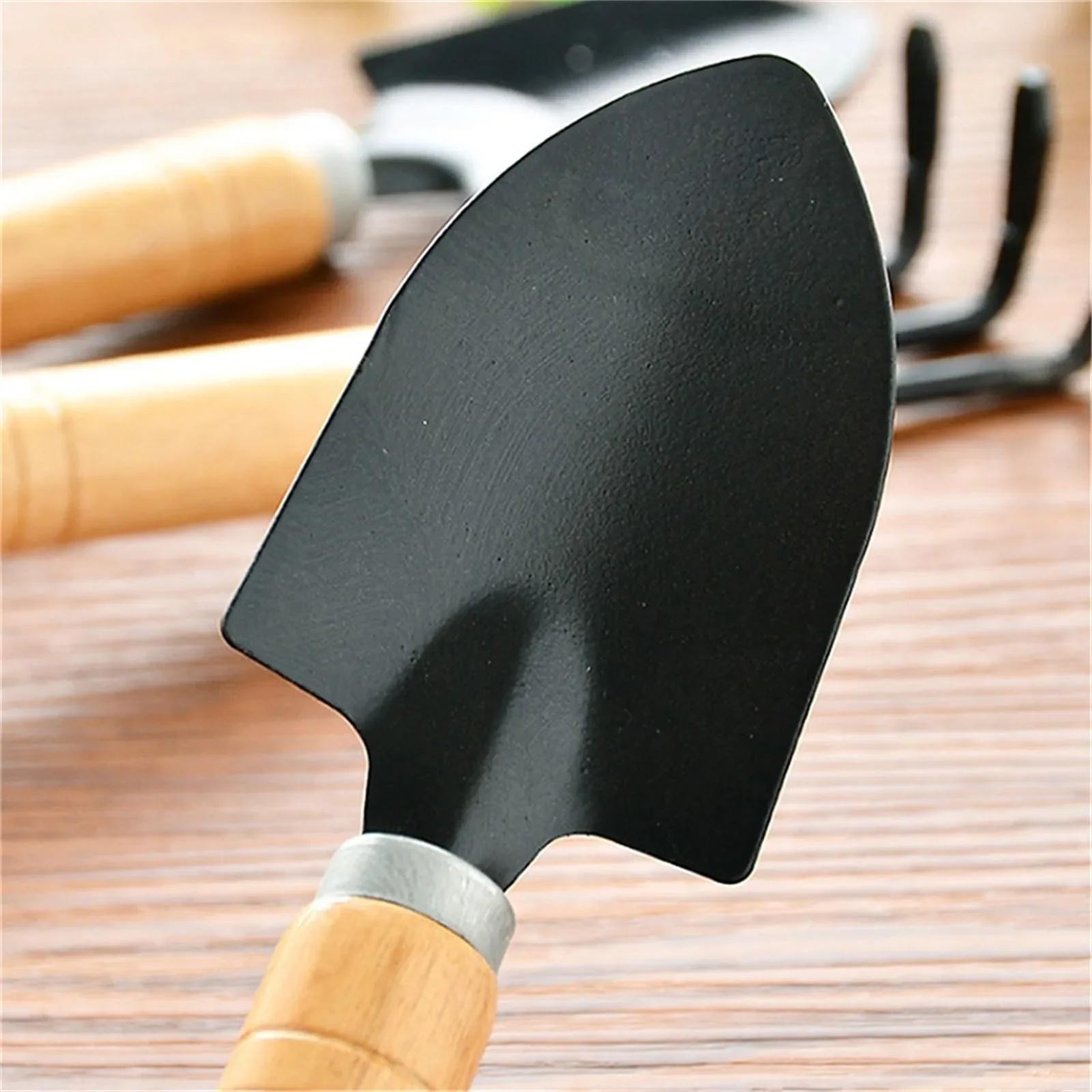 3PCS Mini Garden Tool Set Wooden Handle Trowel Rake Shovel for Succulents Bonsai