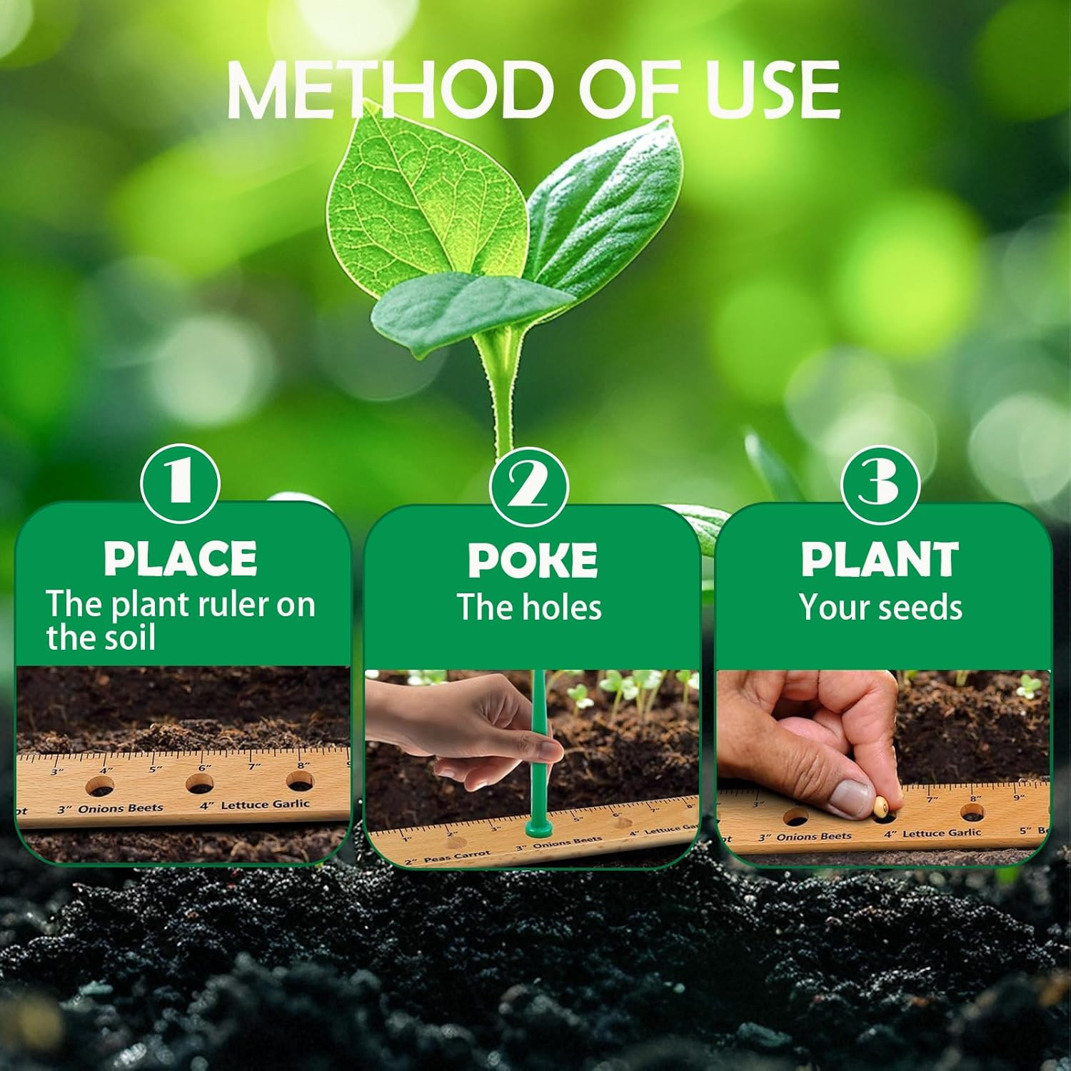 Foldable Plant Ruler Spacer Tool Seeder – Precise Planting for Vegetable Garden